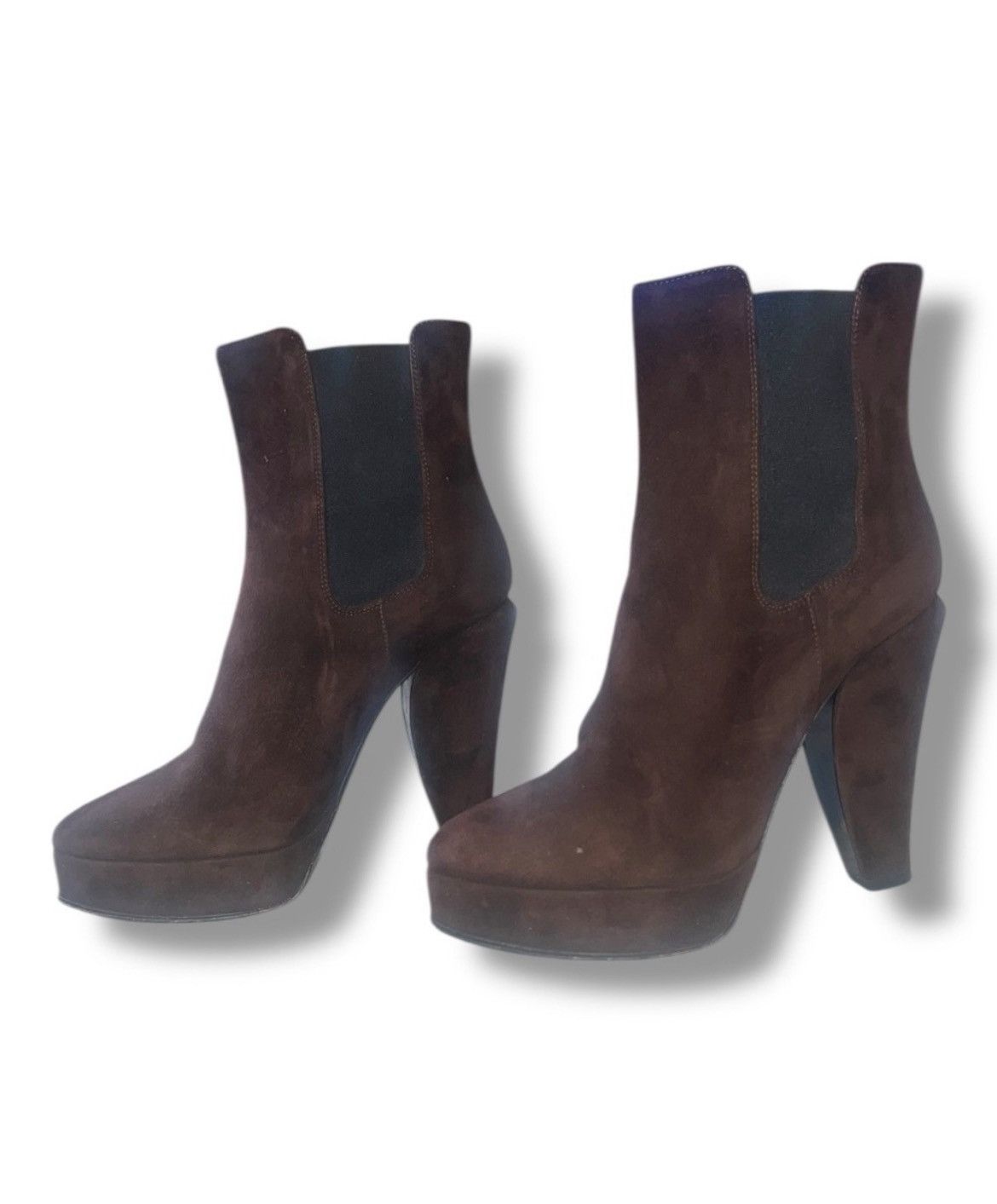 Marni Marni Suede Platform Chelsea Boots | Brown High Heel Size 10 Size US 10 / IT 40 - 1 Thumbnail