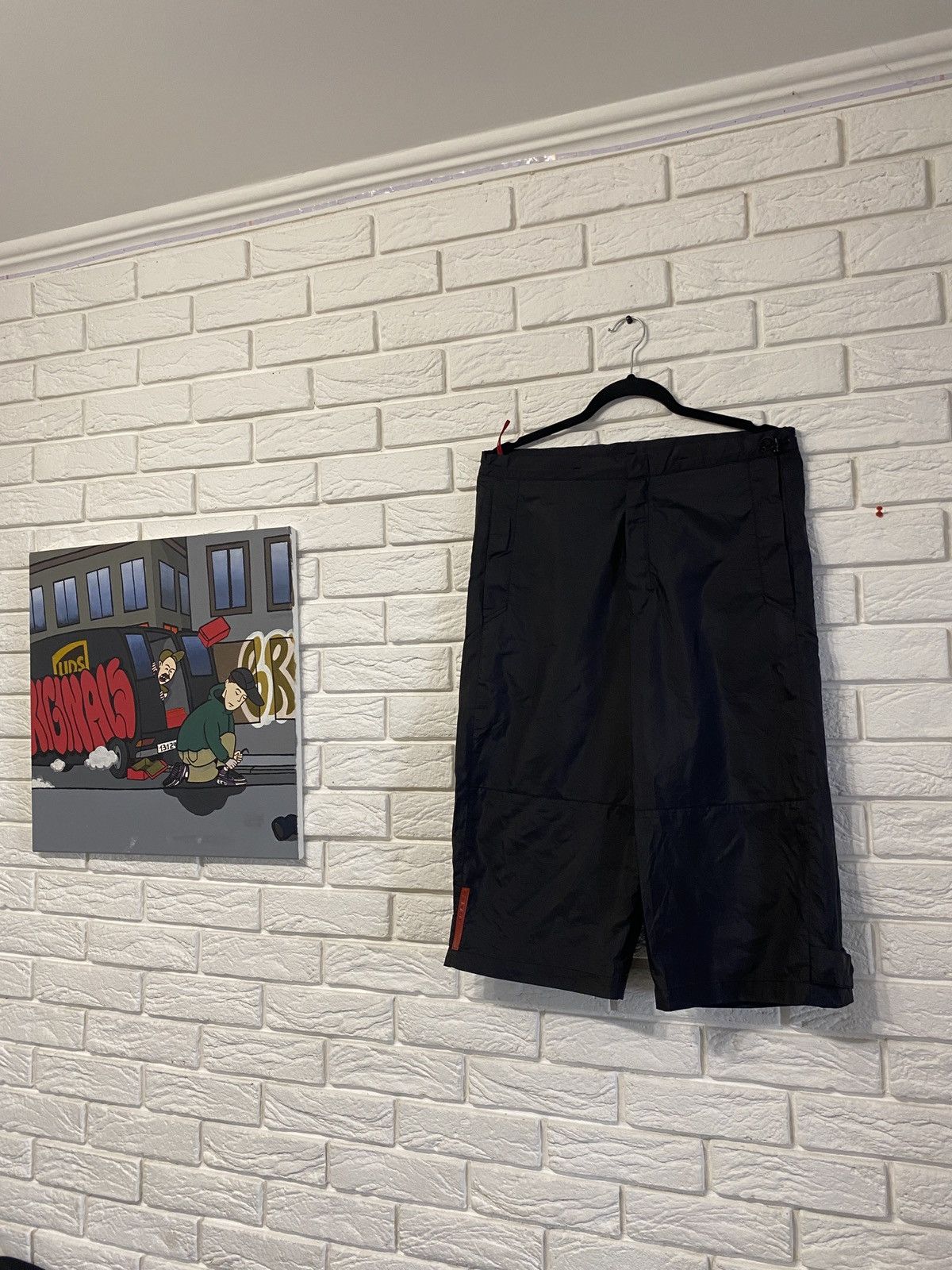 image of Prada Re Nylon Shorts Vintage in Black, Men's (Size 38)