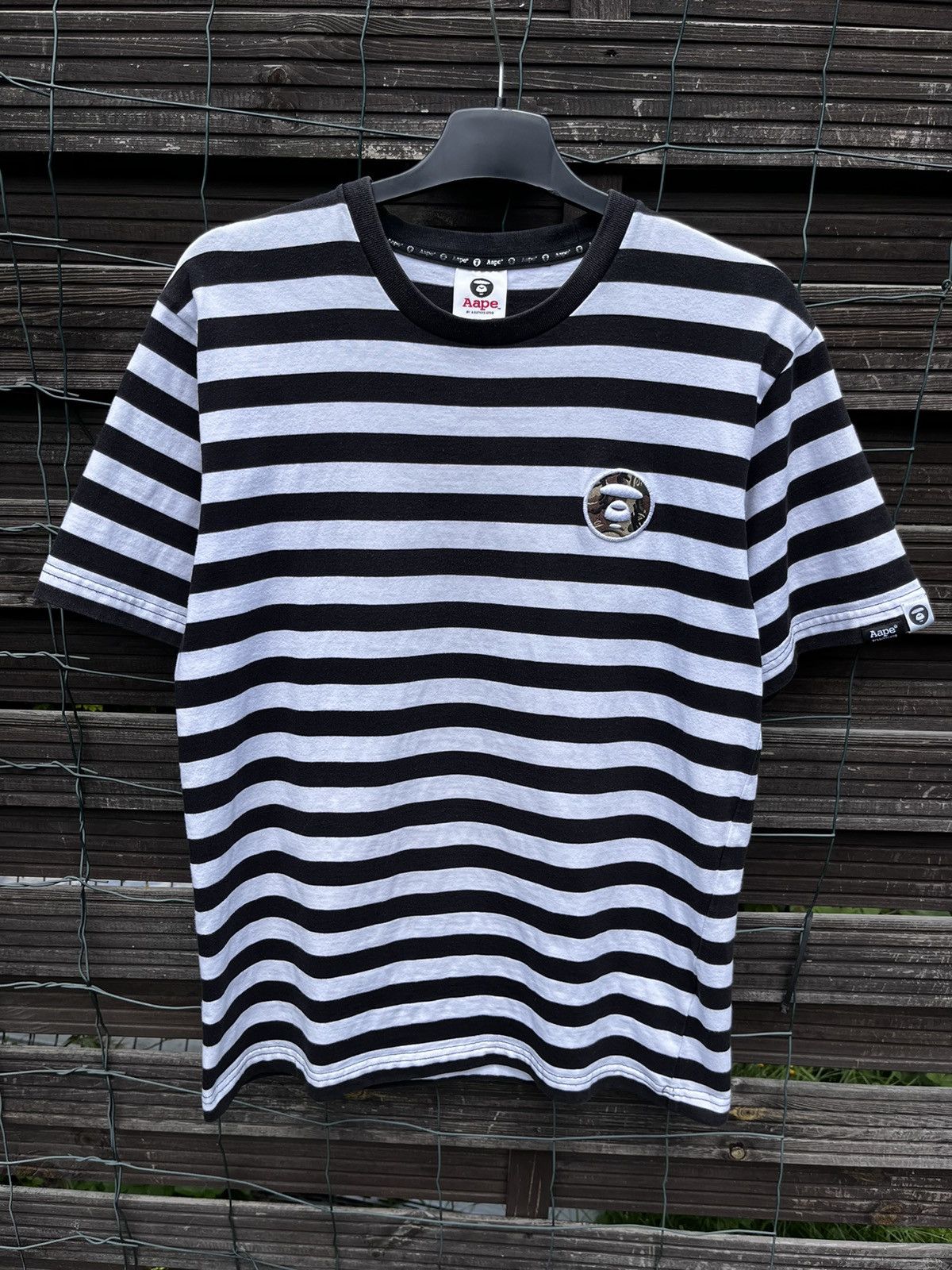 Aape 🔴 AAPE BY A BATHING APE BAPE STRIPED TEE LOGO OG SHIRT Size US M / EU 48-50 / 2 - 1 Thumbnail