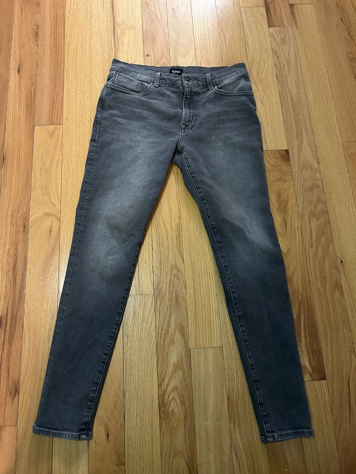 Image of Hudson Mens Jeans Size 33 Washed Black Zane Skinny Wolfie