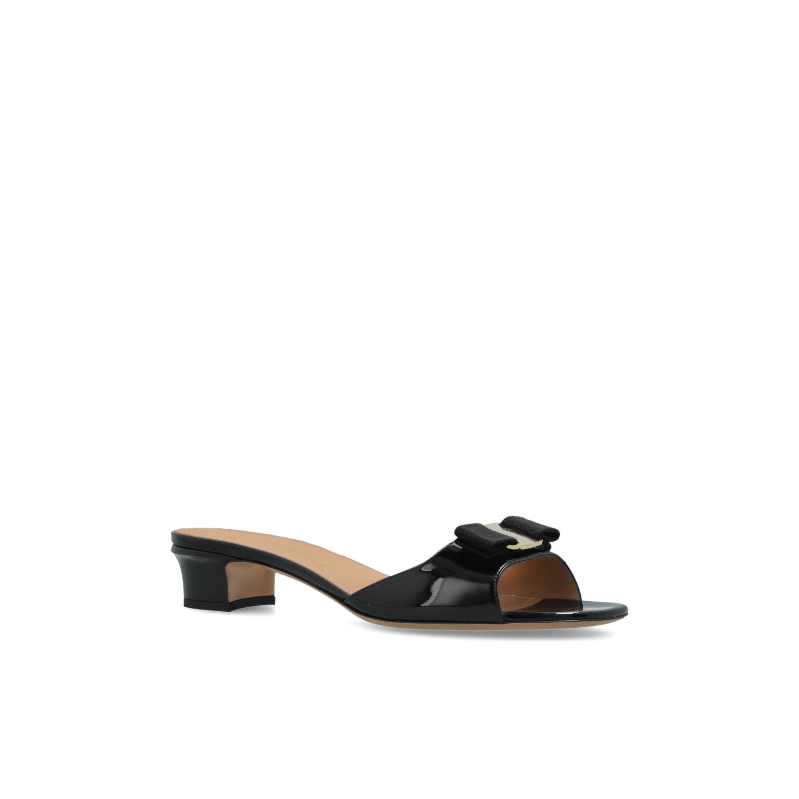 FERRAGAMO Vanilla Black Leather Heeled Sandals New & Authent