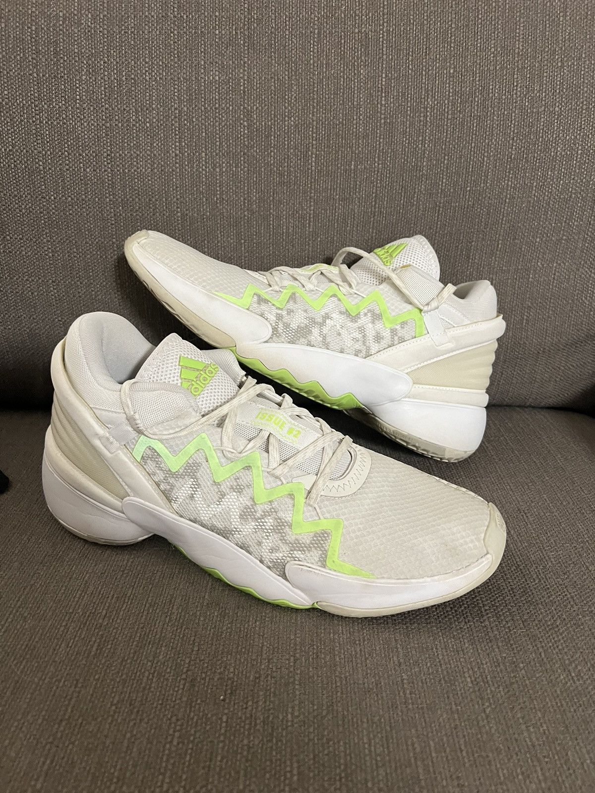 image of Adidas D.o.n. Issue 2 White Lime Donovan Mitchell Shoes, Men's (Size 12)