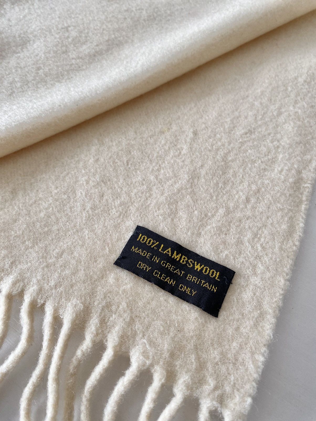 Yves Saint Laurent Yves Saint Laurent Lambswool Ecru Scarf Size ONE SIZE - 6 Thumbnail
