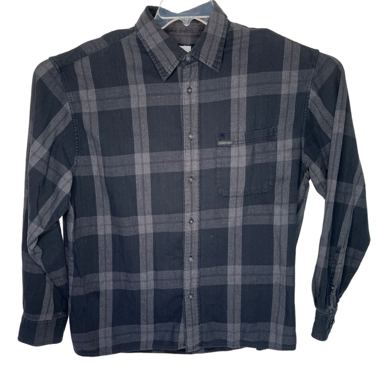 Other Calvin Klein Jeans Mens Gray Plaid Button-Up Long-Sleeve Shi Size US M / EU 48-50 / 2 - 1 Thumbnail