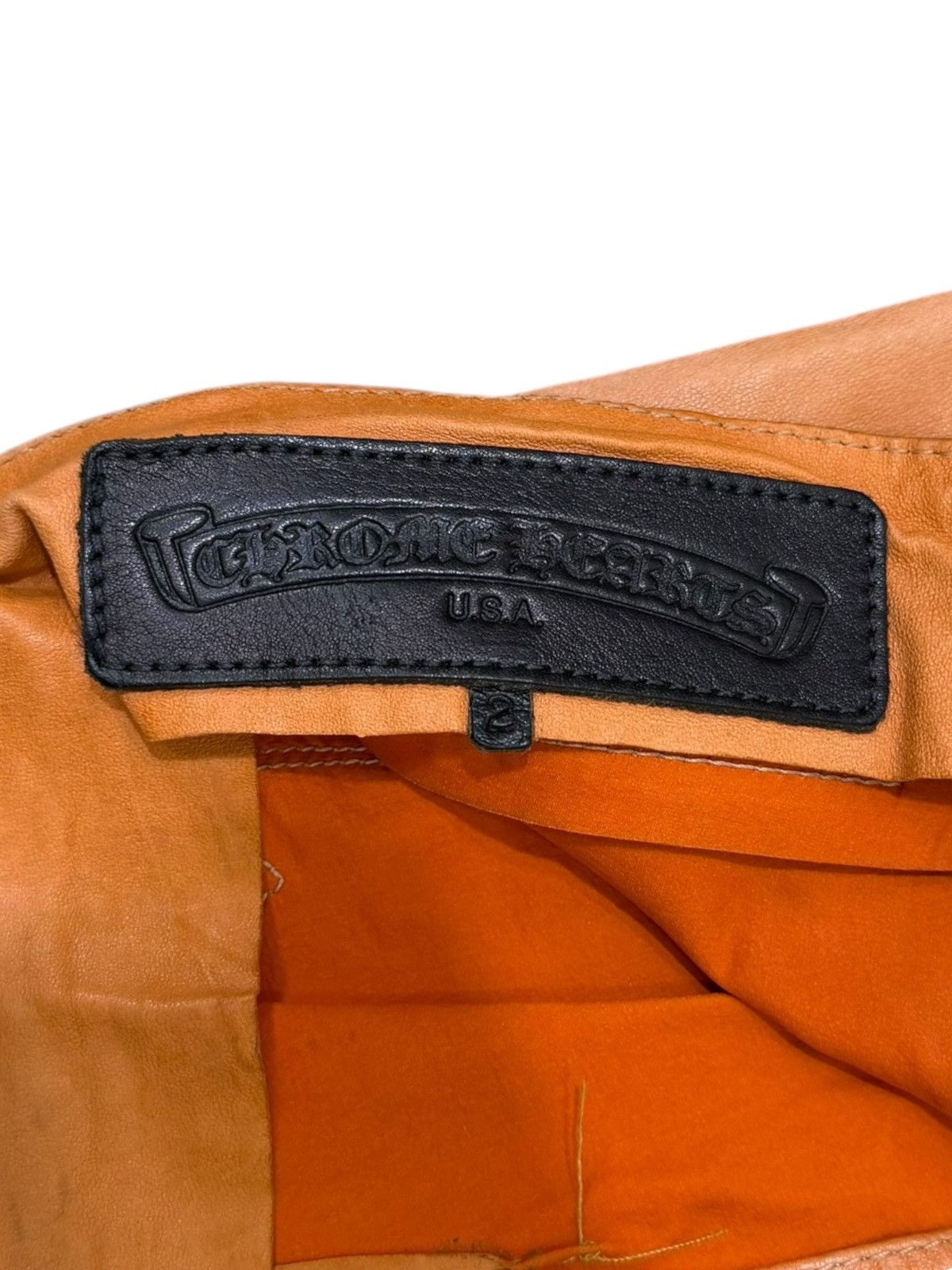 Chrome Hearts Chrome Hearts Orange Cross Flooded Leather Pants Size 26" / US 2 / IT 38 - 4 Thumbnail