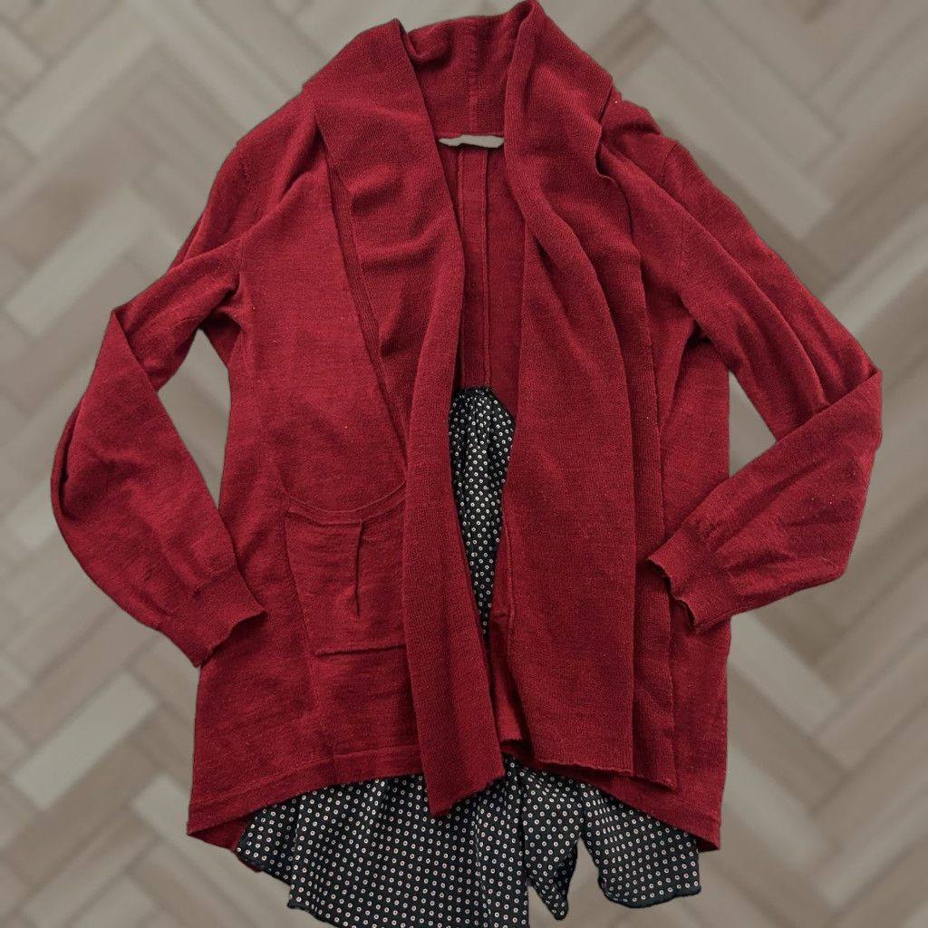 Soft Surroundings Soft Surroundings Wool Blend Open Front Cardigan Women's PS Petite Maroon Red Cardigan Womens Cardigan Wool Blend Open Front PS Petite Size S / US 4 / IT 40 - 1 Thumbnail