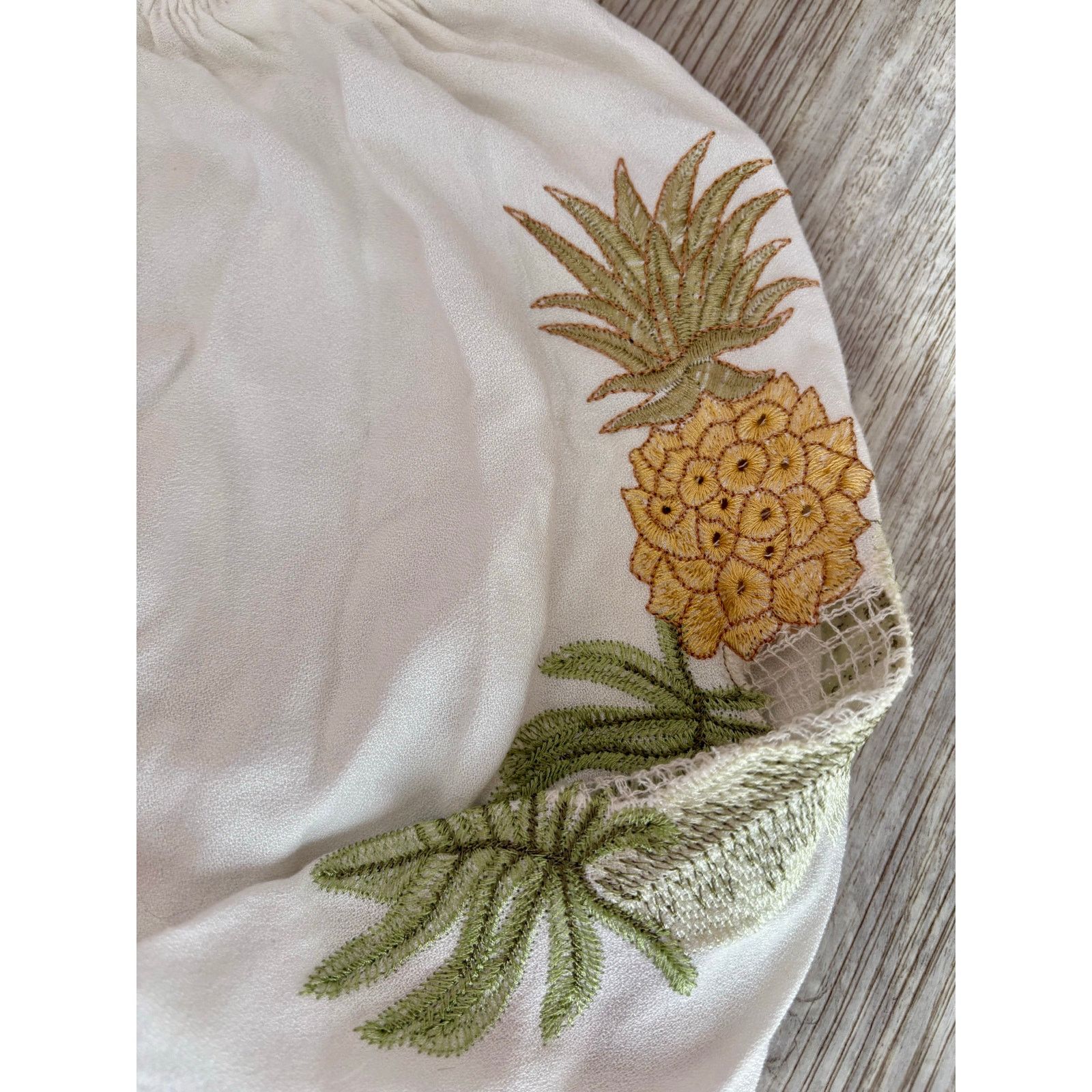 Other Marfinno | Embroidered Pineapples Flowy Boho Blouse | Medium Size M / US 6-8 / IT 42-44 - 3 Thumbnail