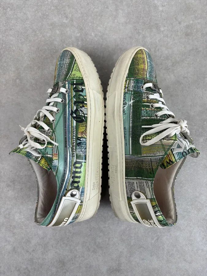 John Galliano John Galliano Green Magazine Textile Patterned Sneakers Size US 11 / EU 44 - 5 Thumbnail