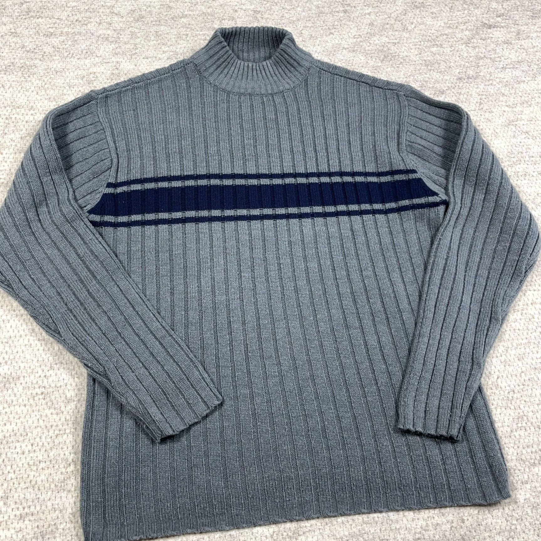 Aeropostale Vintage Aeropostale Sweater Men XL Gray Blue Stripe Ribbed TurtleNeck Muscle Size US XL / EU 56 / 4 - 2 Thumbnail