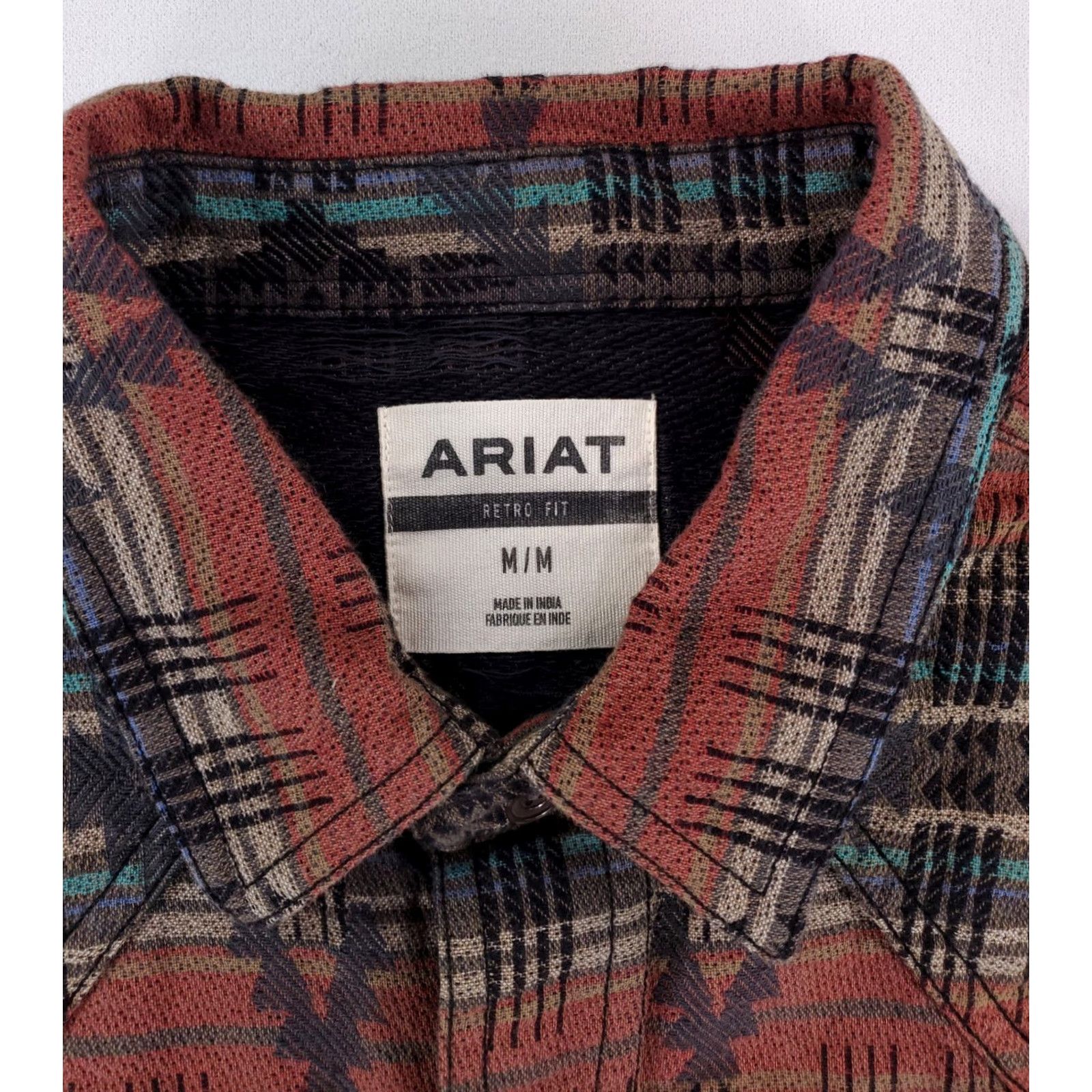 Ariat Ariat Pearl Snap Button Up Shirt Southwest Aztec Knit Long Sleeve Mens M Multicolor Aztec Mens Shirt Size US M / EU 48-50 / 2 - 2 Thumbnail