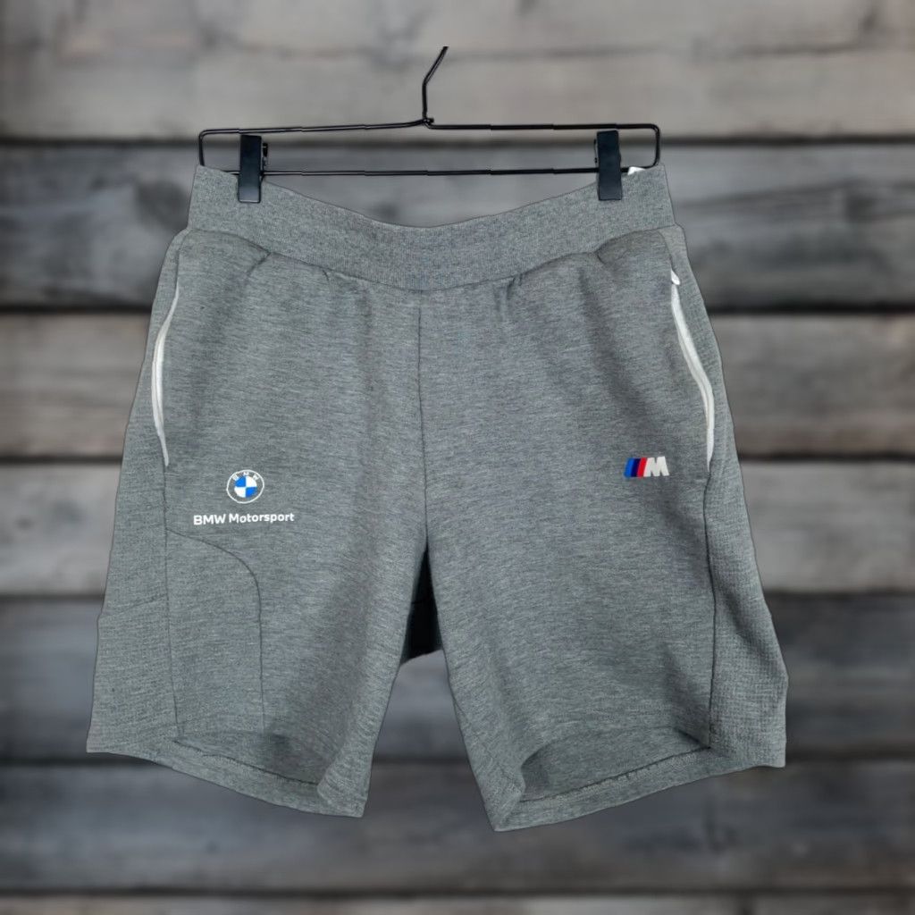Puma PUMA x BMW Motorsports Athletic Shorts Men Large Gray with Pockets Drawstring Elastic Waist Cotton-Polyester-Blend Size US 30 / EU 46 - 1 Thumbnail