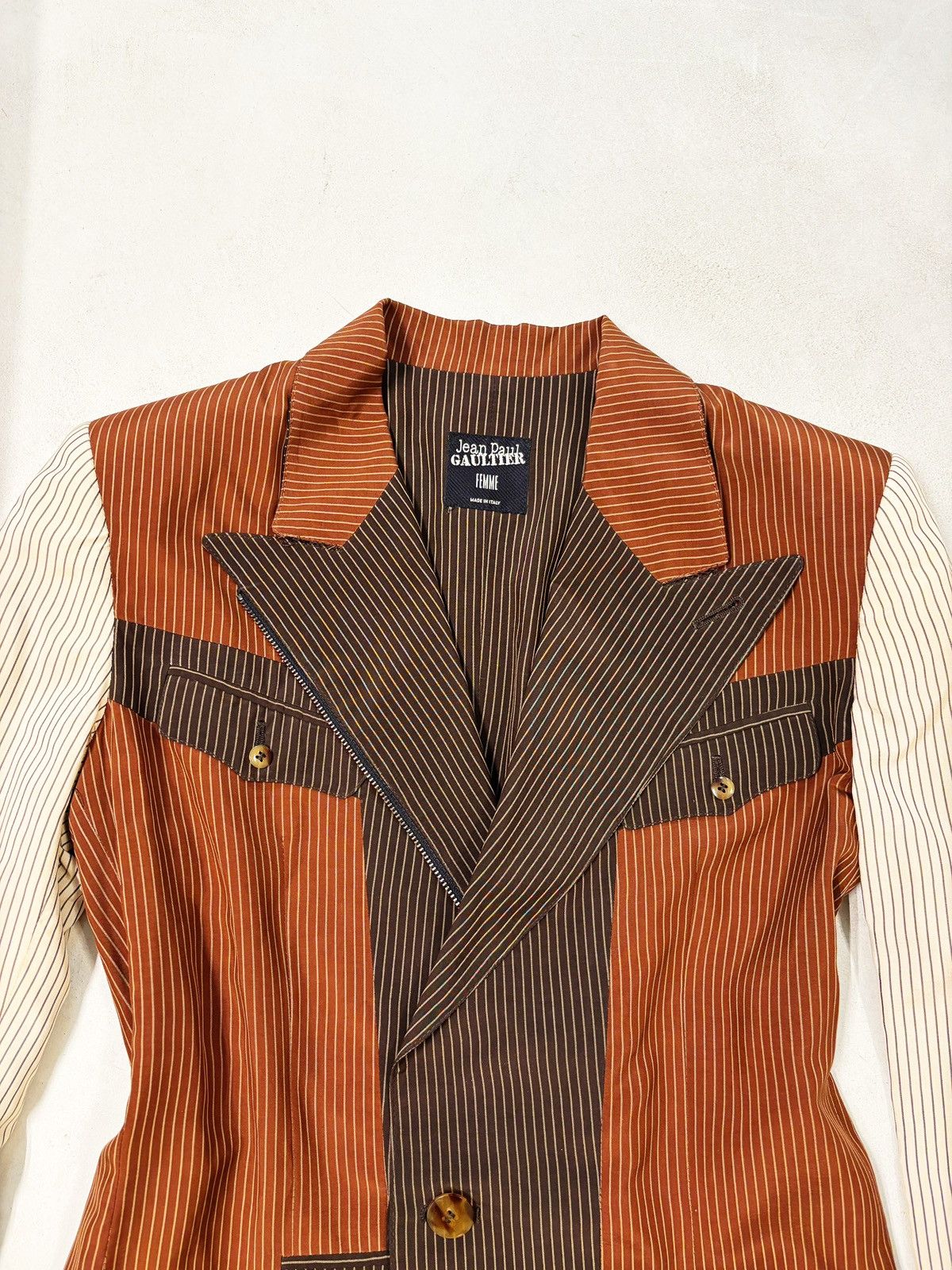 Jean Paul Gaultier Jean Paul Gaultier Archive Patchwork Pinstripe Blazer 2000s Size S / US 4 / IT 40 - 3 Thumbnail