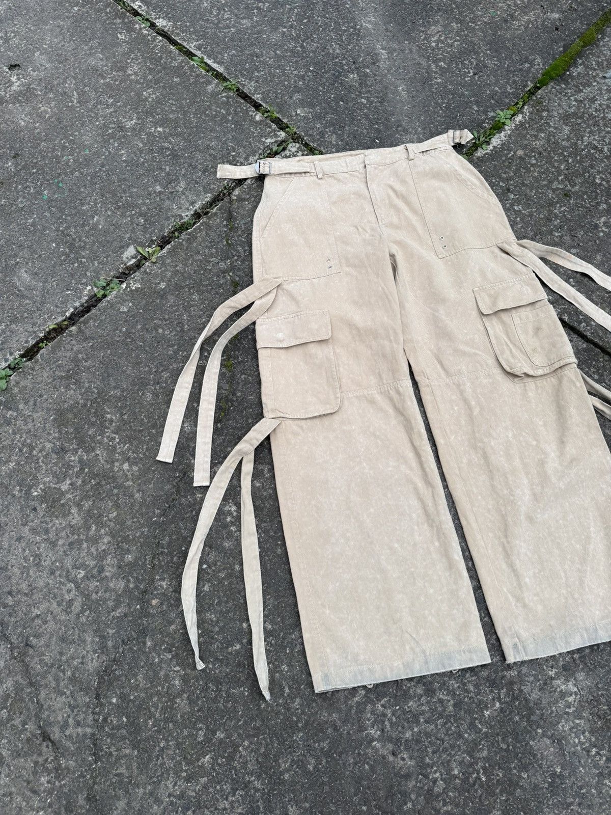 Japanese Brand Avant Garde Rick Owen’s Style Bondage Stripe Cargo Pants Y2K Size 34" / US 12 / IT 48 - 3 Thumbnail