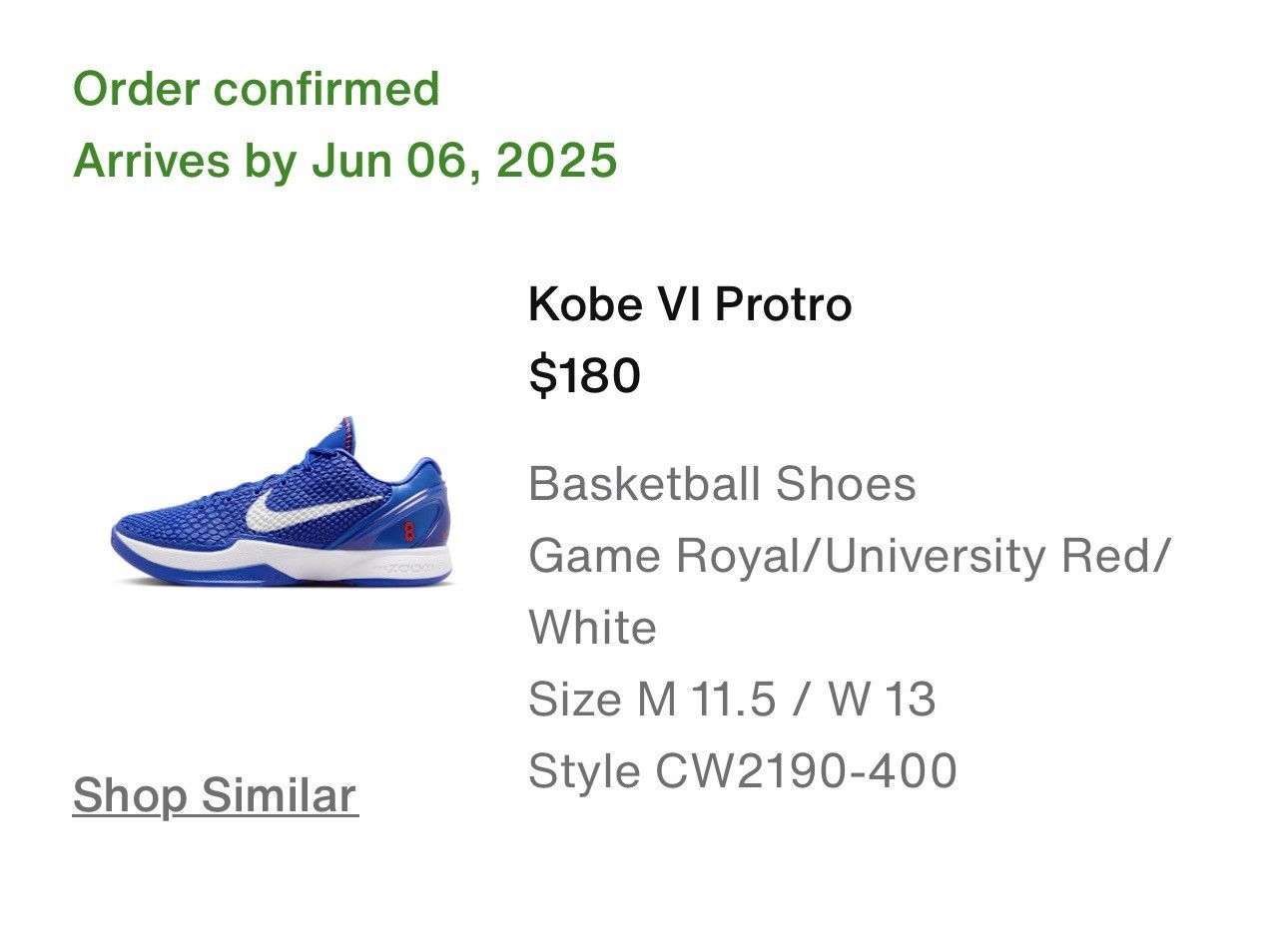 Nike Nike Kobe 6 Protro Game Royal Dodgers 11.5 Size US 11.5 / EU 44-45 - 8 Thumbnail