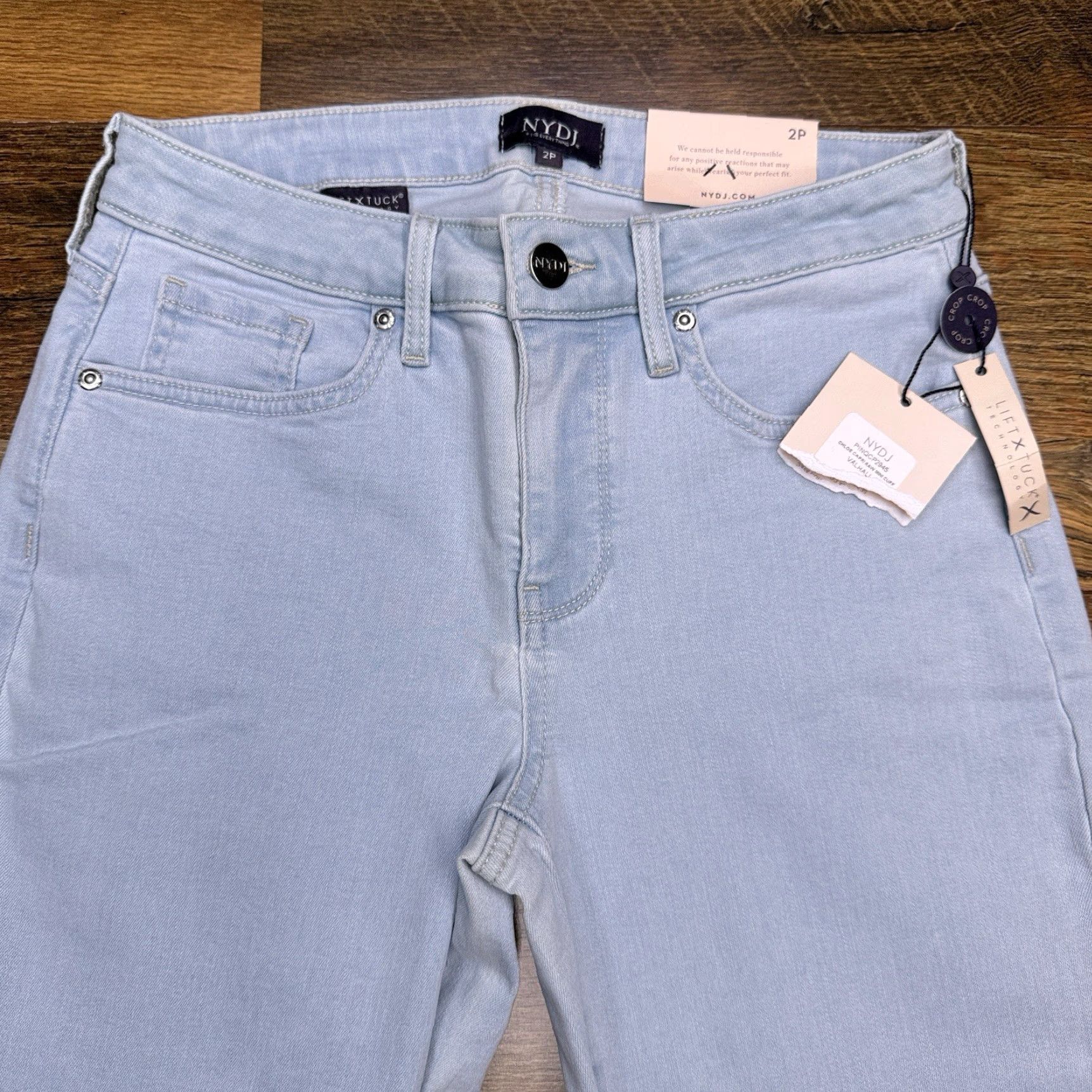 NYDJ NYDJ Chloe Capri Jeans Womens 2P Petite Blue Cuffed Stretch New Denim 5-Pocket Jeans Womens Petite Size 26" / US 2 / IT 38 - 3 Thumbnail
