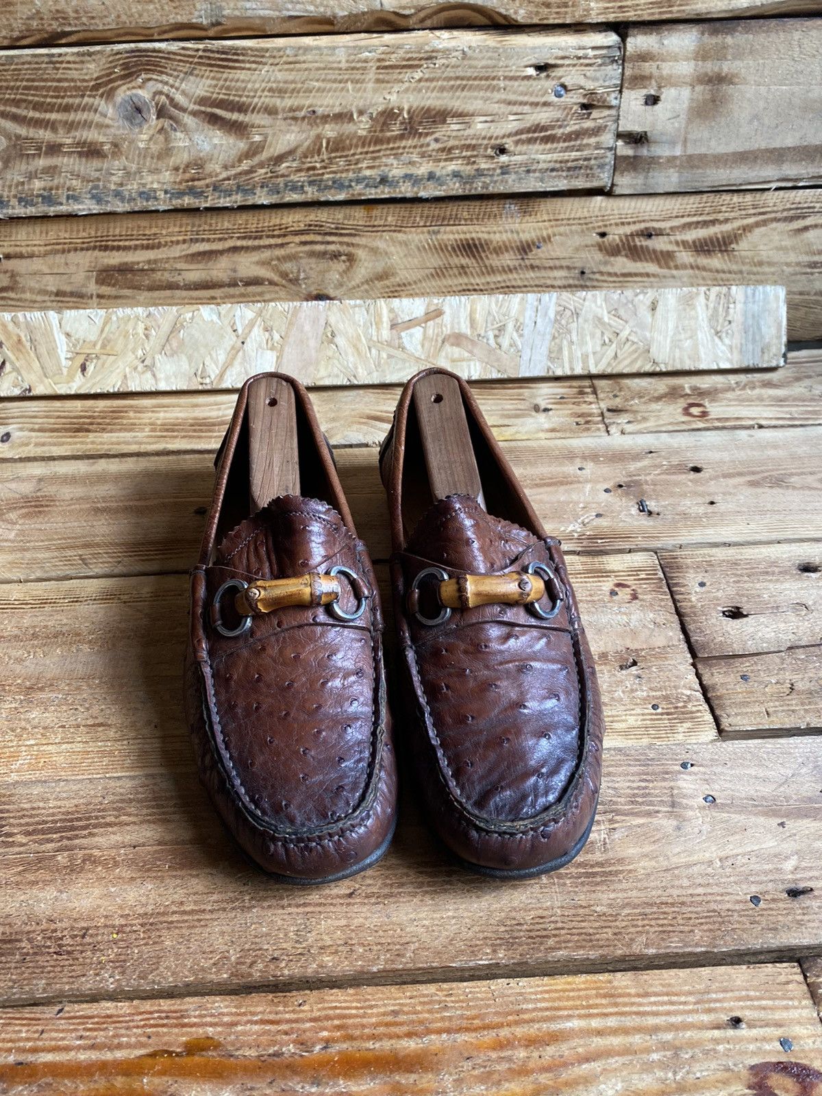 Gucci Gucci horsebit brown exotic loafers ostrich sz 7.5 Grailed