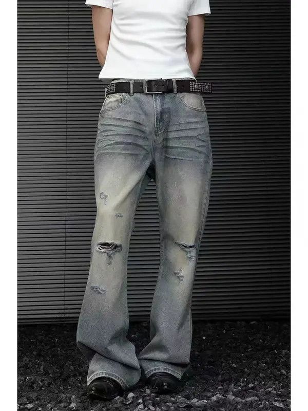 Japanese Brand VIBE vintage washed ripped bootcut baggy jeans Size US 31 - 1 Thumbnail