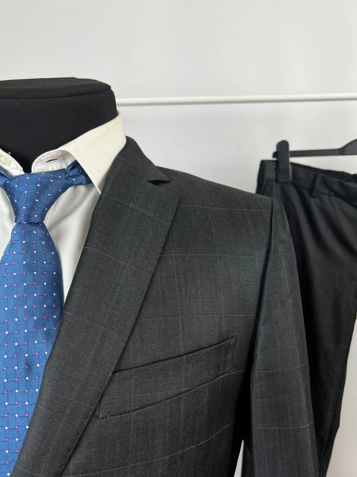 Pal Zileri Pal Zileri Lab Grey Check Wool Slim Fit Italian Suit Blazer Size 42R - 2 Thumbnail