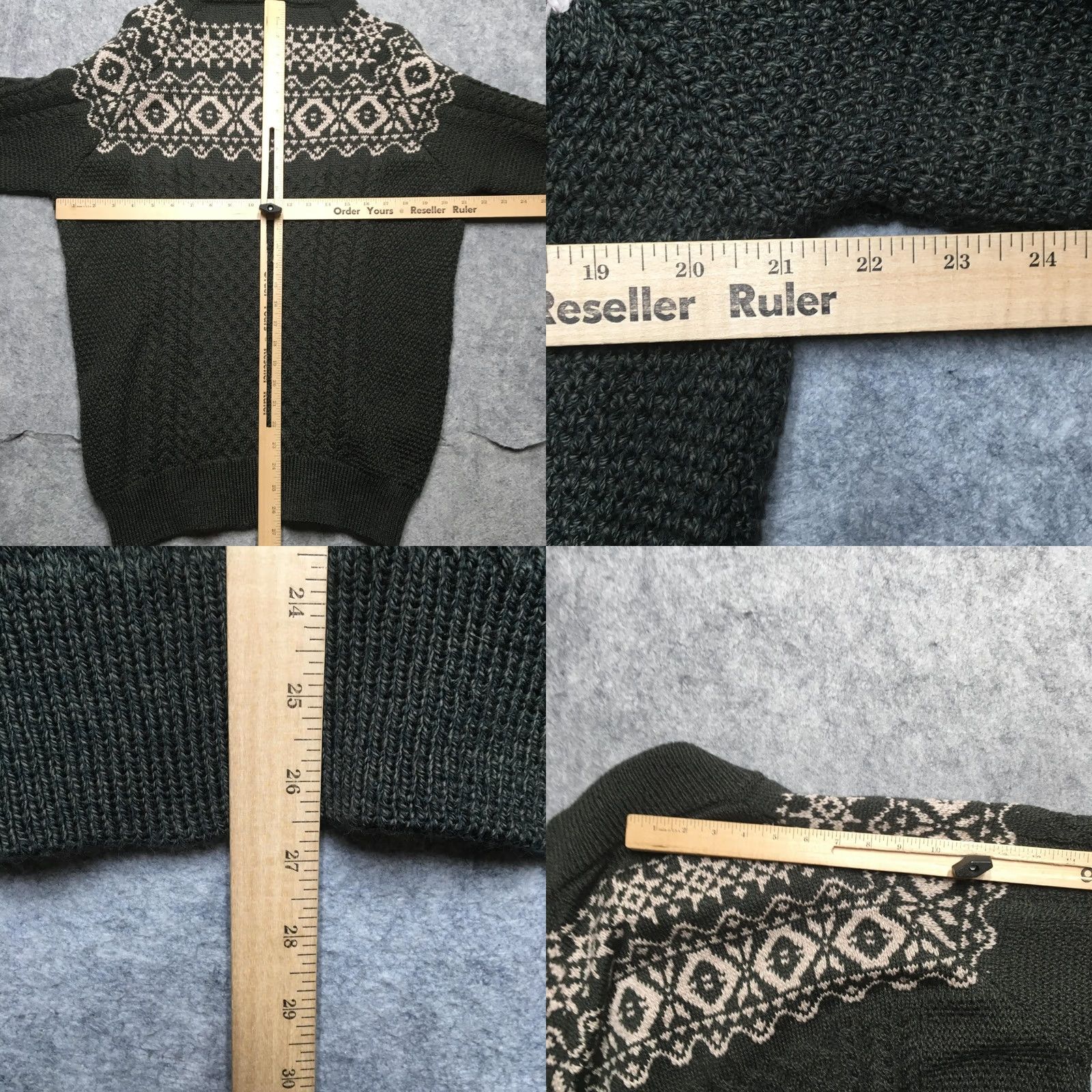 Market Aran Sweater Market Mens Large Green 1/4 Zip Mock Neck Wool Fair Isle Merino Cable-Knit Heavyweight Pullover Sweater Seasonal Fall Winter casual Mens Size US L / EU 52-54 / 3 - 8 Thumbnail