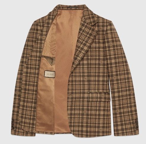 Gucci o1mt1gz0525 Double G Check Wool Jacket in Multicolor Size US L / EU 52-54 / 3 - 2 Thumbnail