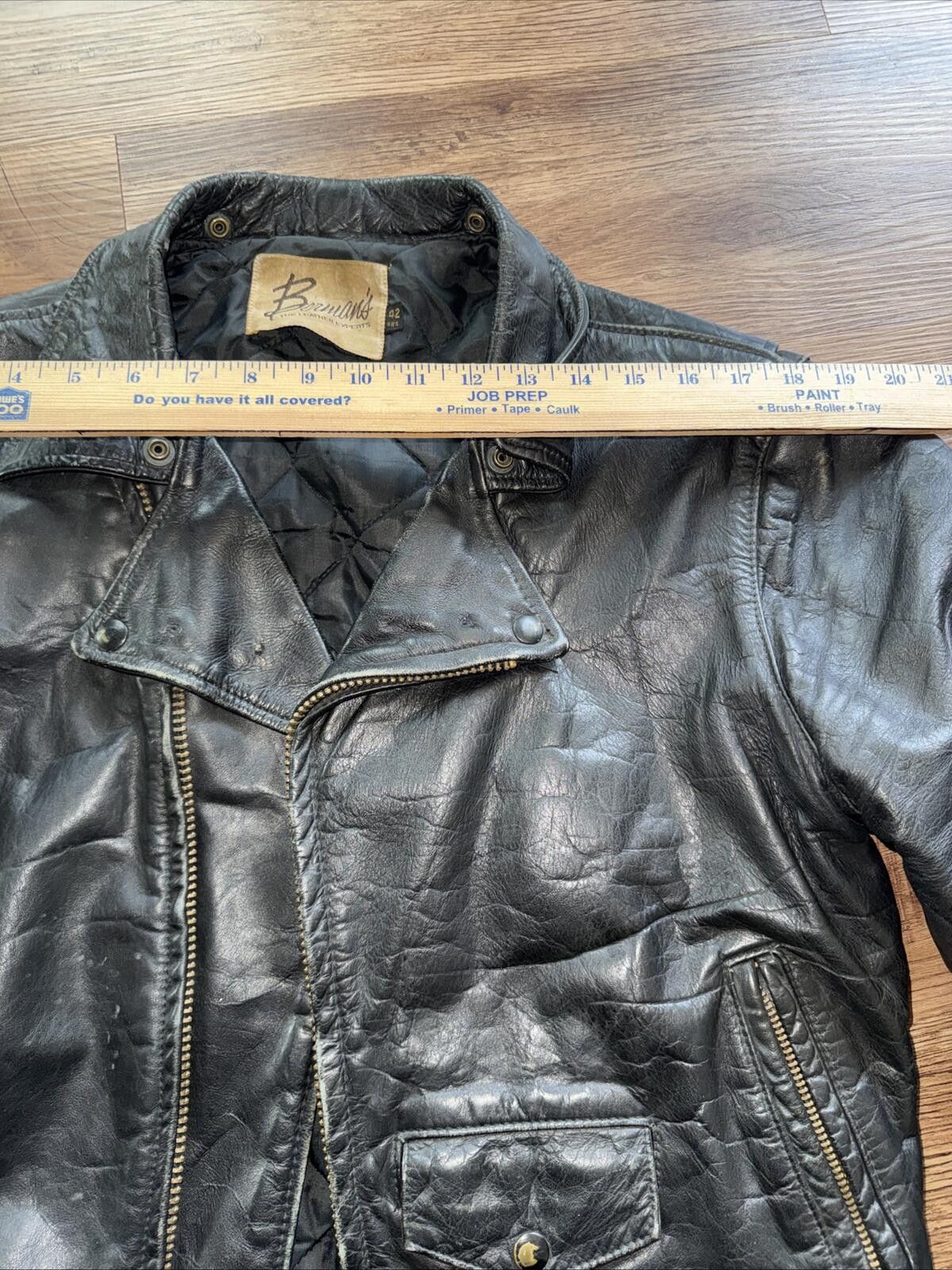 Other 1980’ VINTAGE Berman’s Black Leather Biker Jacket Men’s s 42 Size US M / EU 48-50 / 2 - 8 Thumbnail