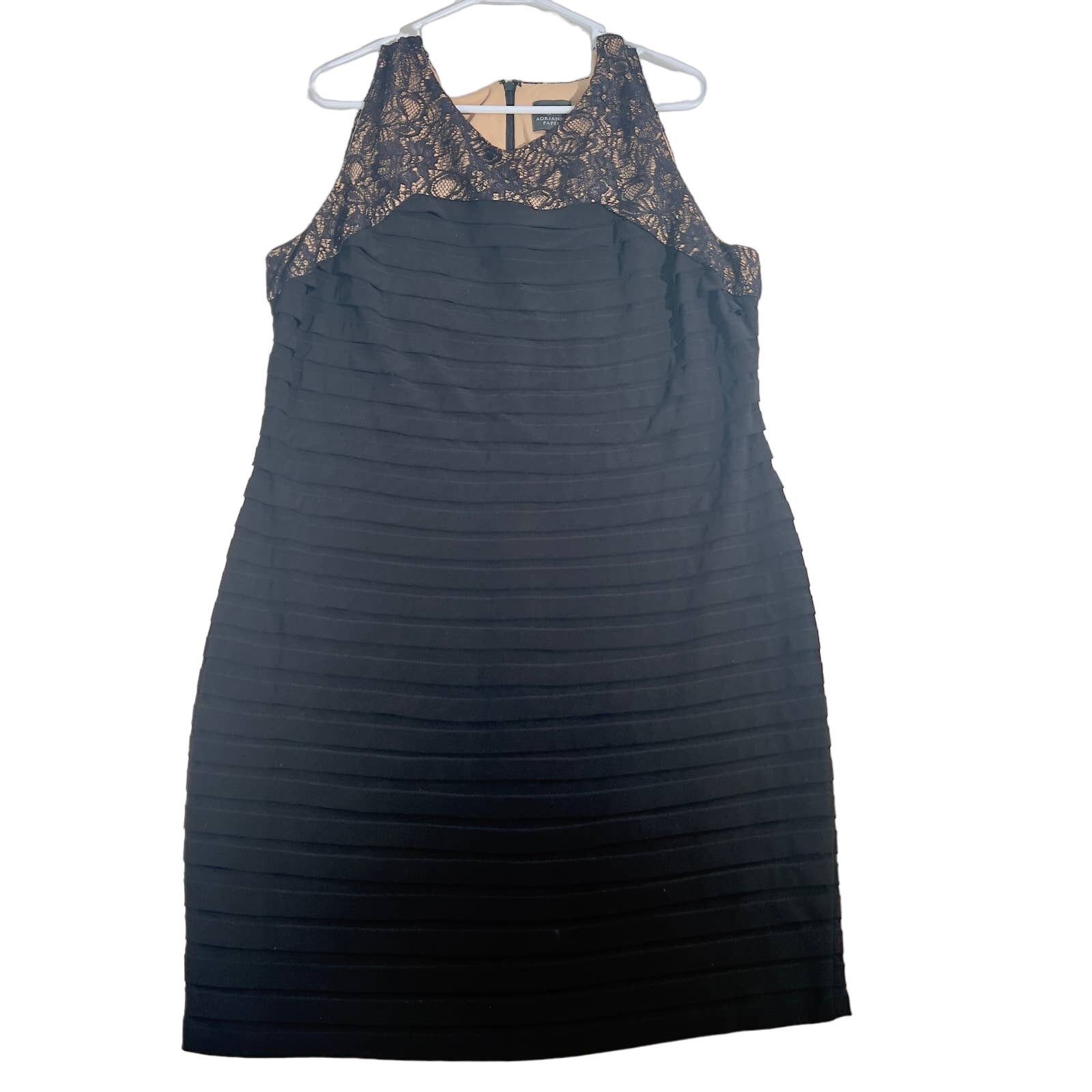 Adrianna Papell Adrianna Papell Above Knee Dress A-Line Woman Black Lace Top Size ONE SIZE - 1 Thumbnail