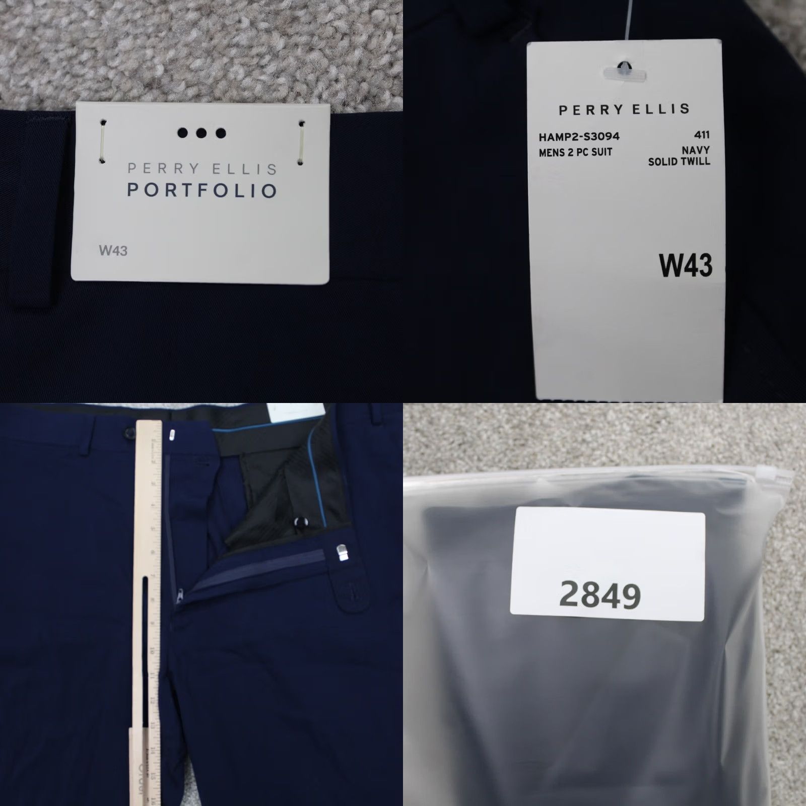 Perry Ellis Perry Ellis Pants Dress Pants NWT Mens 43 Navy Solid Twill Flat Front Polyester Regular Straight 36in Inseam Slacks Size US 43 - 8 Thumbnail