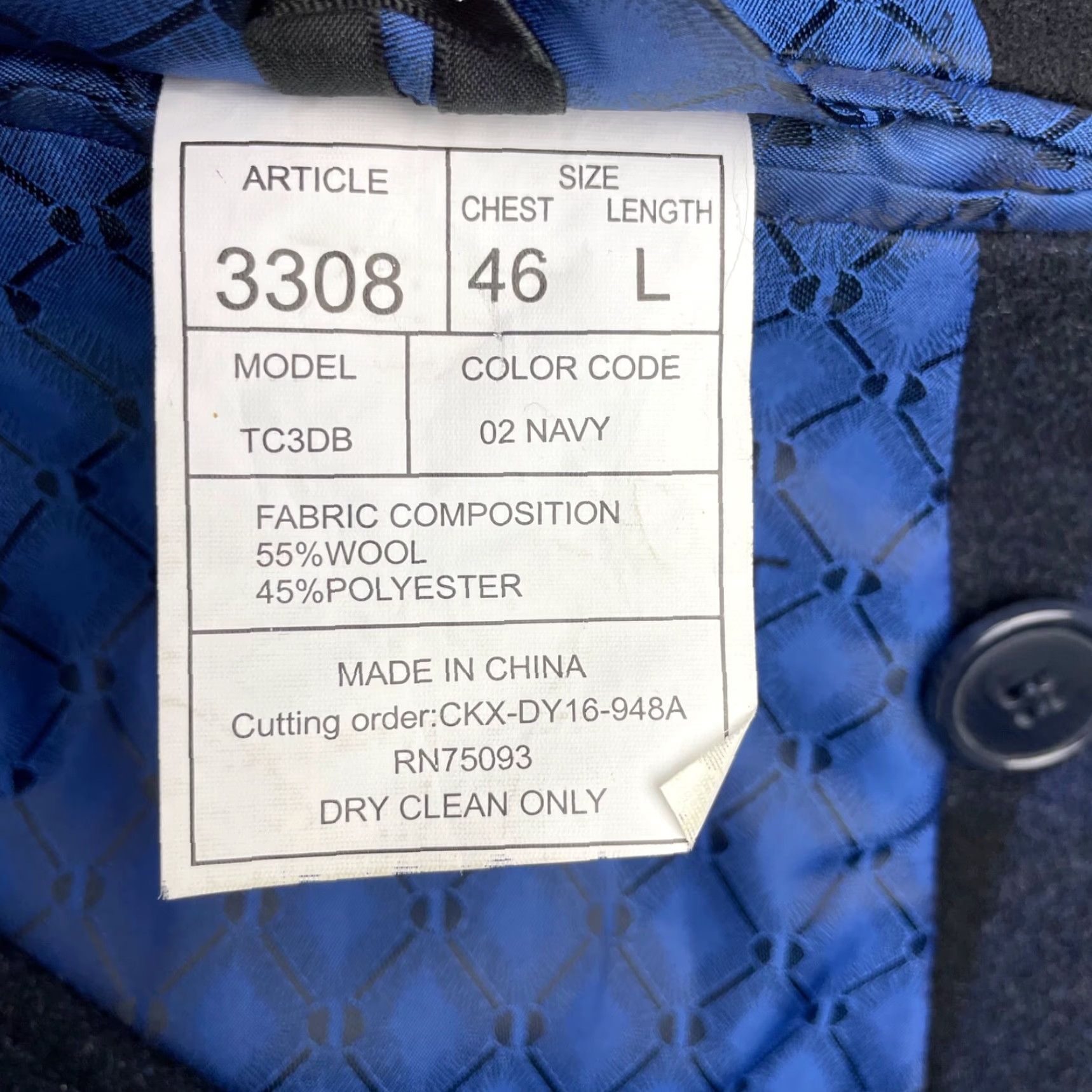 Doublet Linea Uomo Coat Mens Pea Coat Wool Flannel Double Breasted Plaid 46L Navy Blue Black 6-button Regular Mens Size US S / EU 44-46 / 1 - 7 Thumbnail