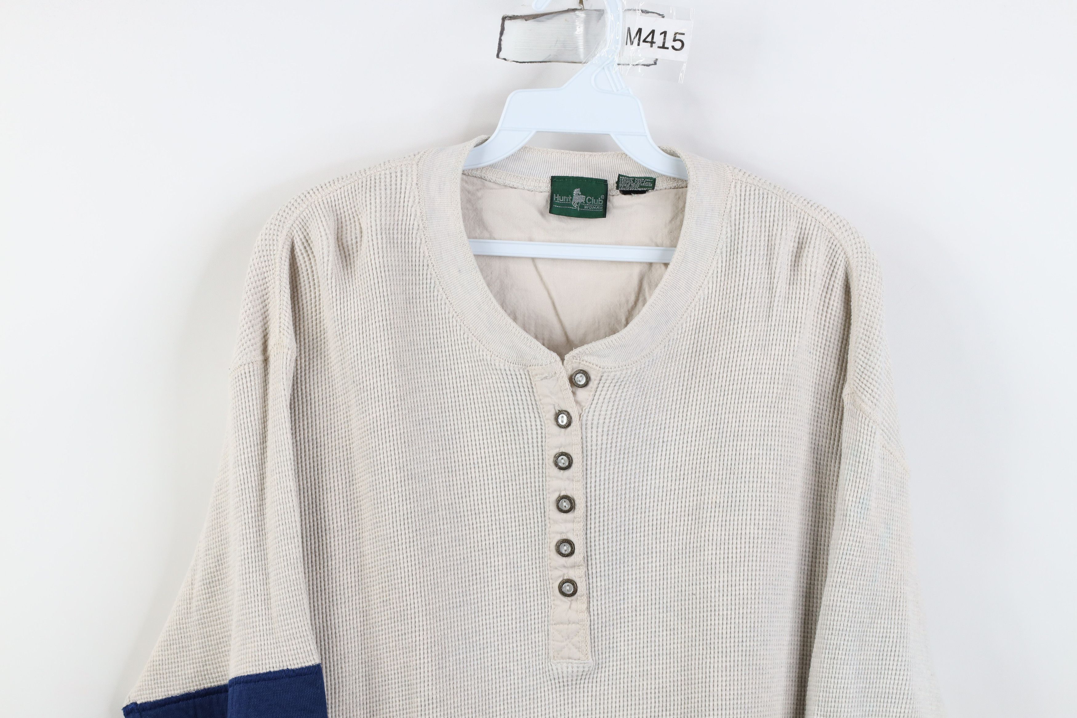 Vintage Vintage 90s Streetwear Thermal Waffle Knit Henley T-Shirt Size XL / US 12-14 / IT 48-50 - 2 Thumbnail