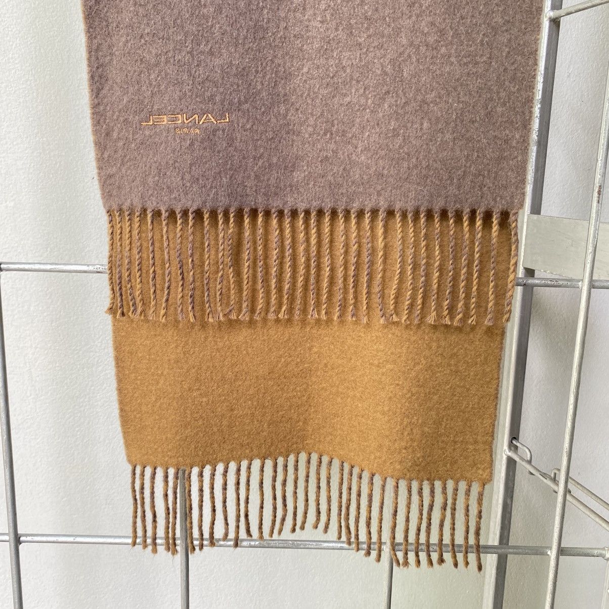Lancel LANCEL Embroidered Edge Wool Scarf in Mocha & Taupe Size ONE SIZE - 5 Thumbnail