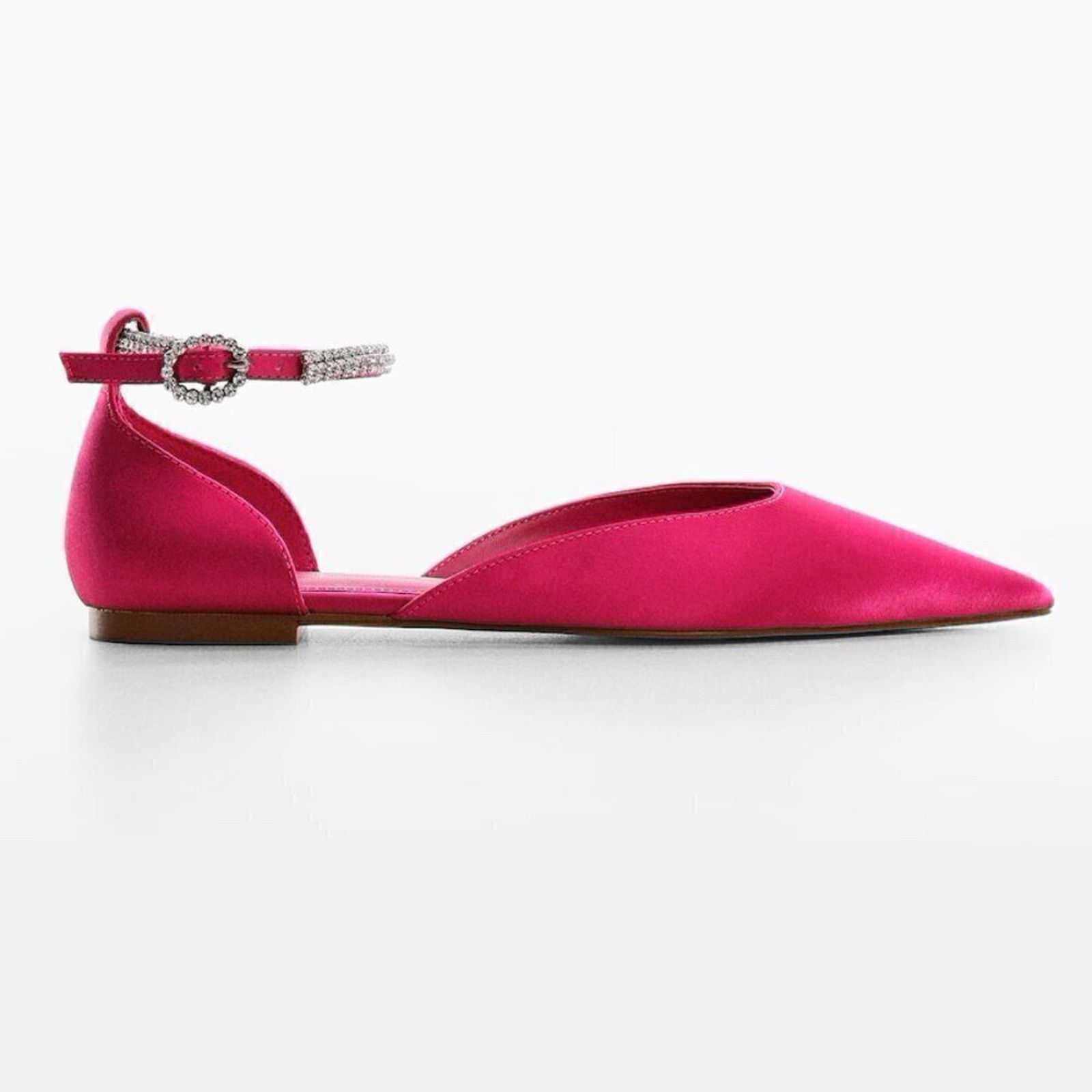 Mango MANGO Satin Rhinestone Pointed Toe Flats Barbiecore Shoes Size US 7.5 / IT 37.5 - 17 Thumbnail