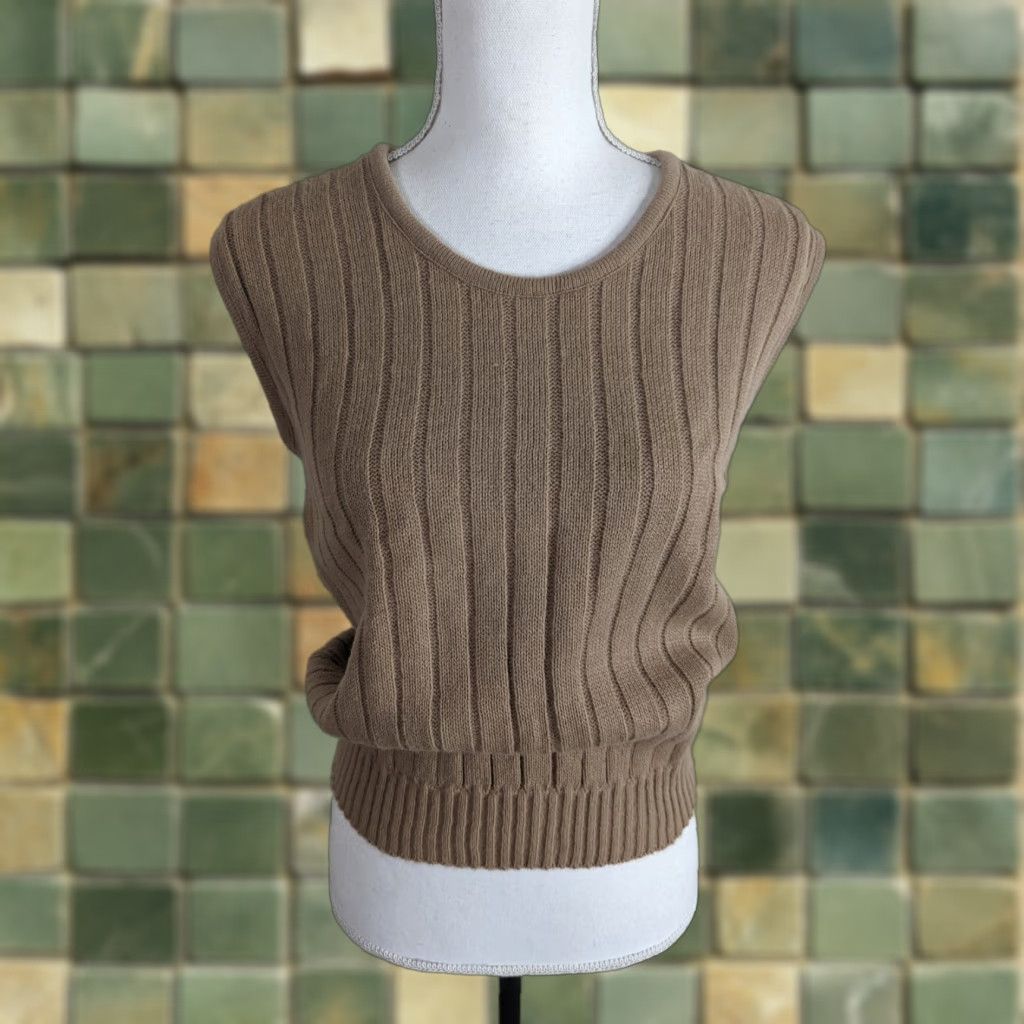 Vintage VINTAGE Pine State Sweater Vest Women’s Medium Ribbed Beige 80s 10/12 V1J Size M / US 6-8 / IT 42-44 - 1 Thumbnail