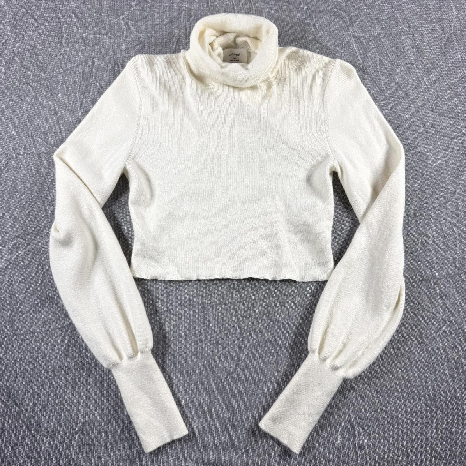 Other Wilfred Shirt Women's 2XS Cream Cropped Turtle Neck Size XXS / US 00 / IT 34 - 1 Thumbnail