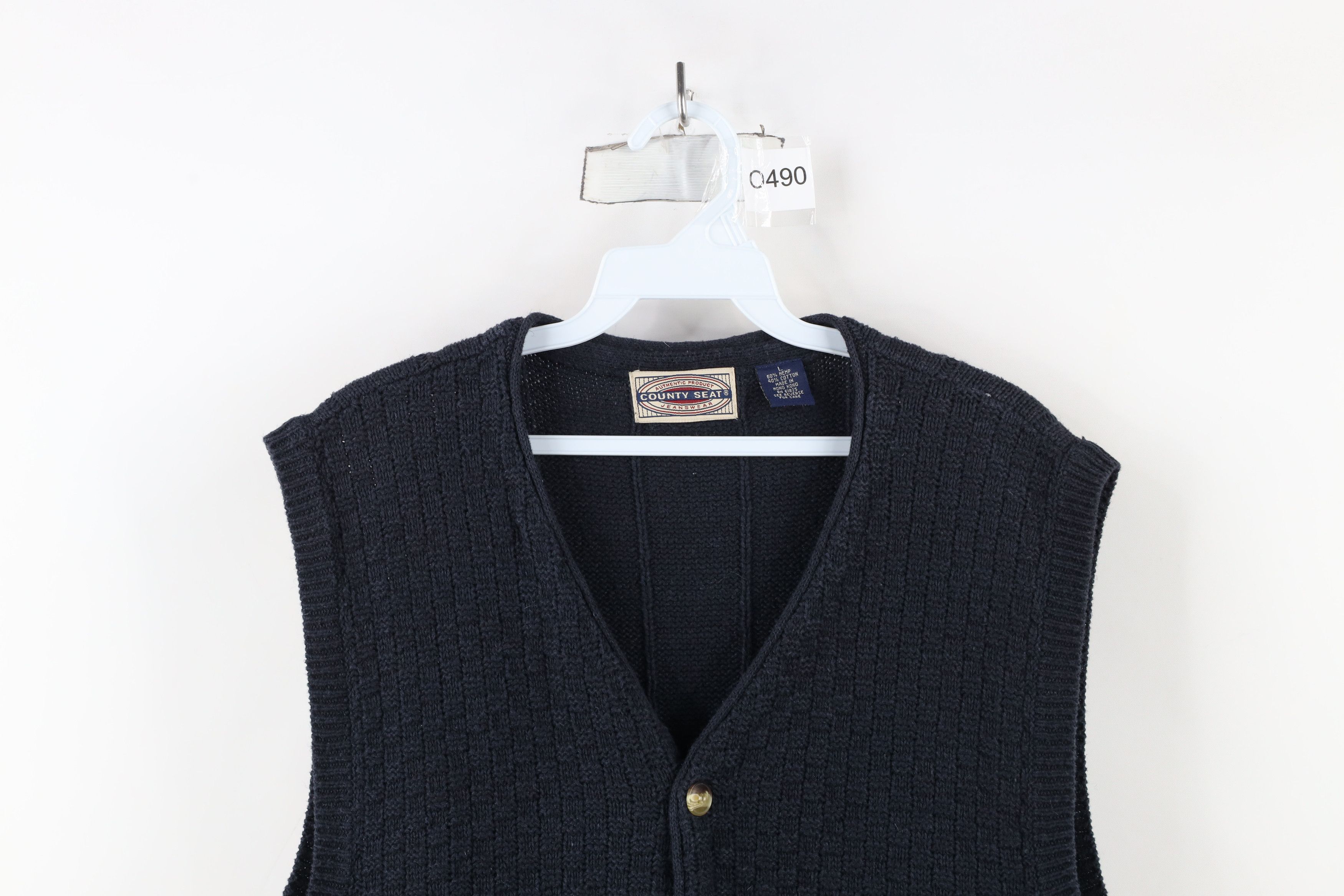 Vintage Vintage 90s Streetwear Cross Weave Knit Sweater Vest Blue Size US L / EU 52-54 / 3 - 2 Thumbnail