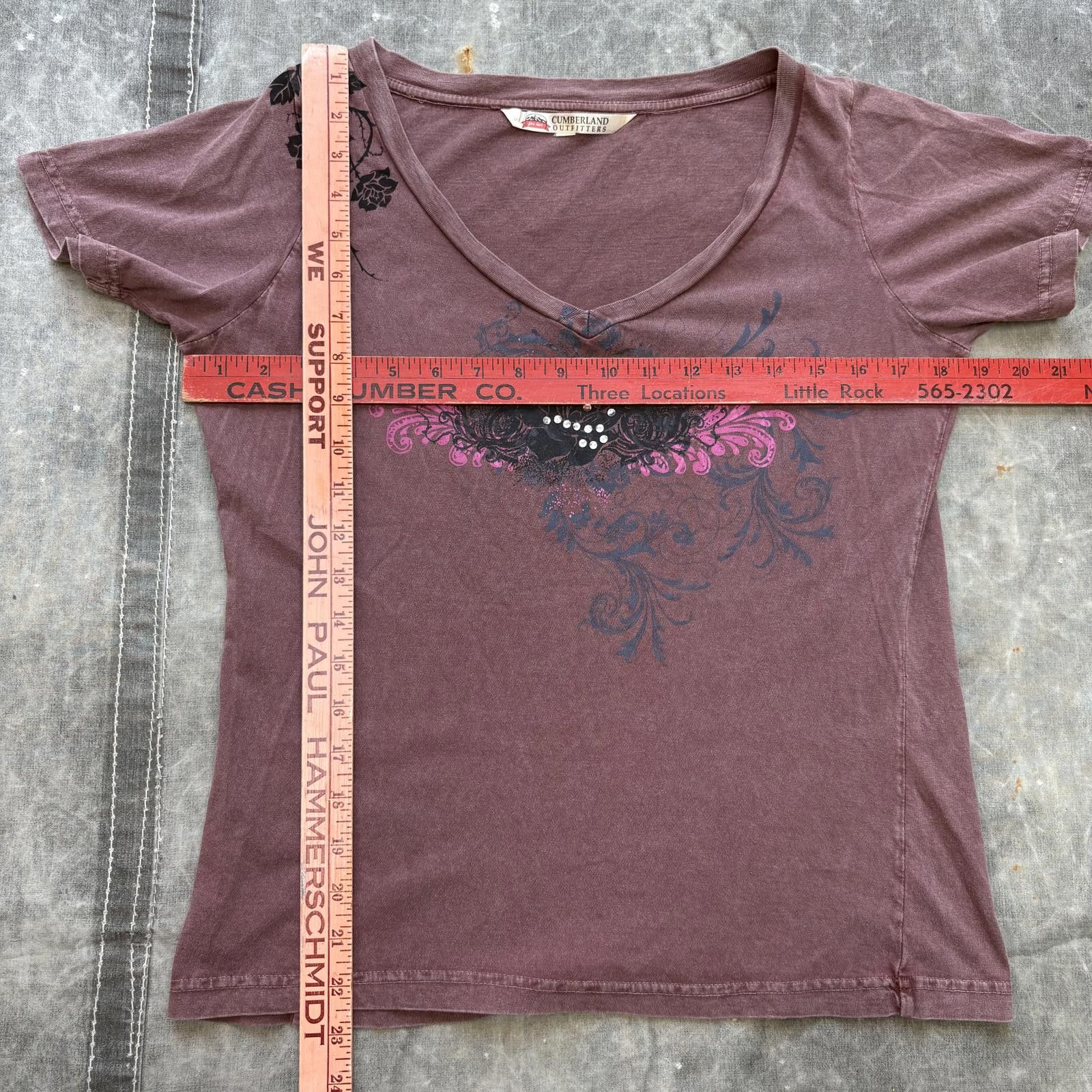 Vintage Vintage Y2K Roses Thorns Rhinestone Affliction Grunge Shirt Size M / US 6-8 / IT 42-44 - 3 Thumbnail