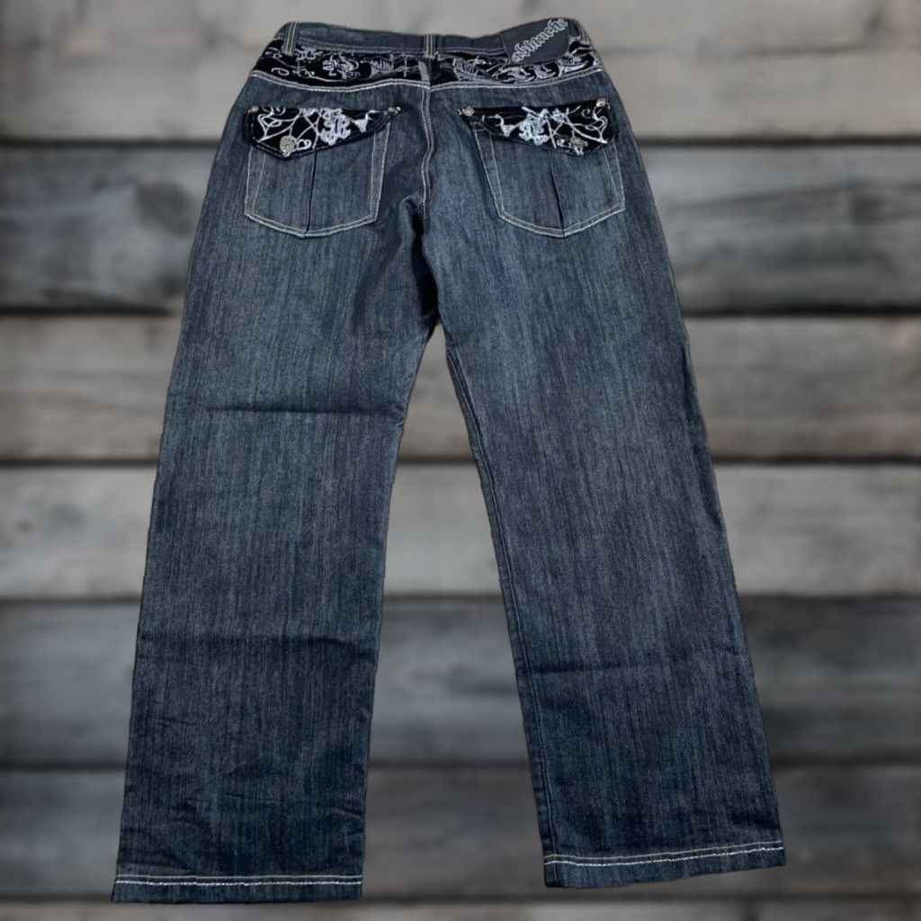 VINTAGE Ablanche Black Denim Baggy Jeans 35 x 32 Regular Fit 90s Hip Hop Mens