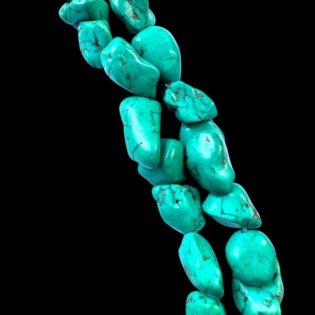 Vintage TURQUOISE Sterling Silver Double Strand 1/2”-3/4” Genuine Na Size ONE SIZE - 10 Thumbnail
