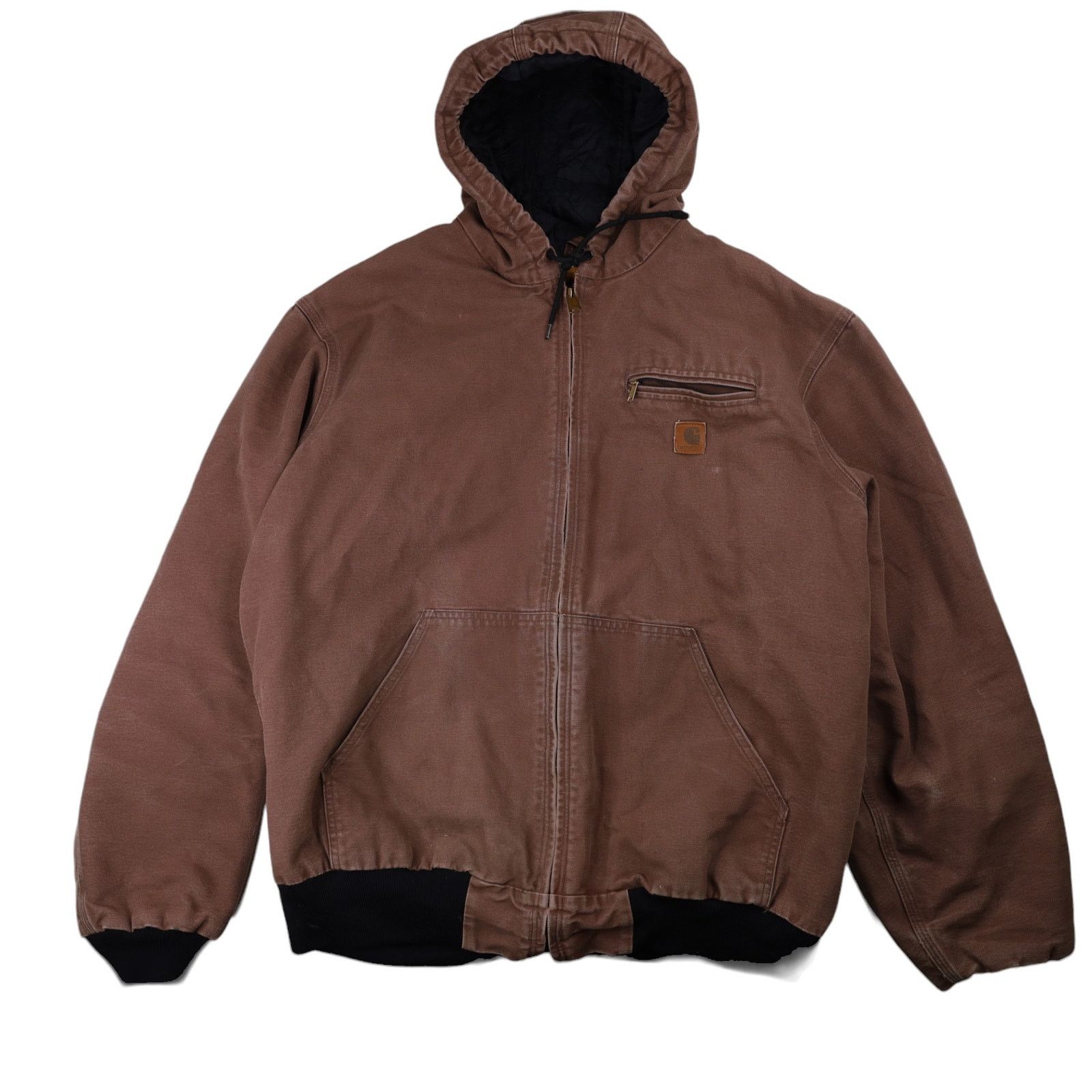 image of Carhartt Carhart J227 Canvas Quilted Lined Hooded Jacket in Brown, Men's (Size XL)