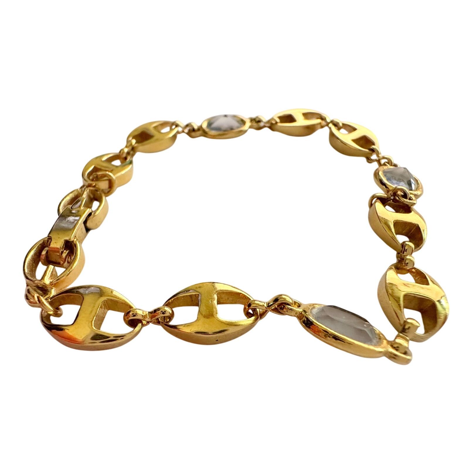 Givenchy Givenchy Oval Mirrored GG Gold Plate Bracelet w Gemstones Size ONE SIZE - 3 Thumbnail