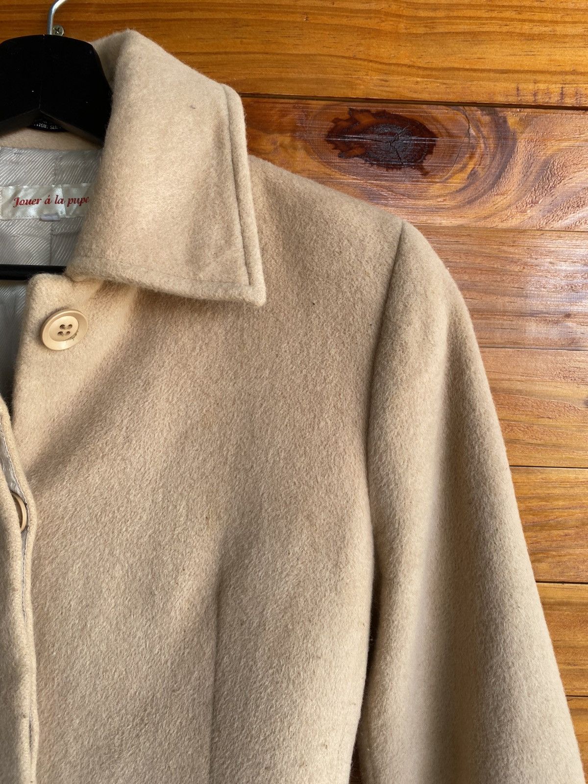 Japanese Brand Jouer à la Pupe Beige Wool Coat – Classic Belted Short Coat Size S / US 4 / IT 40 - 7 Thumbnail