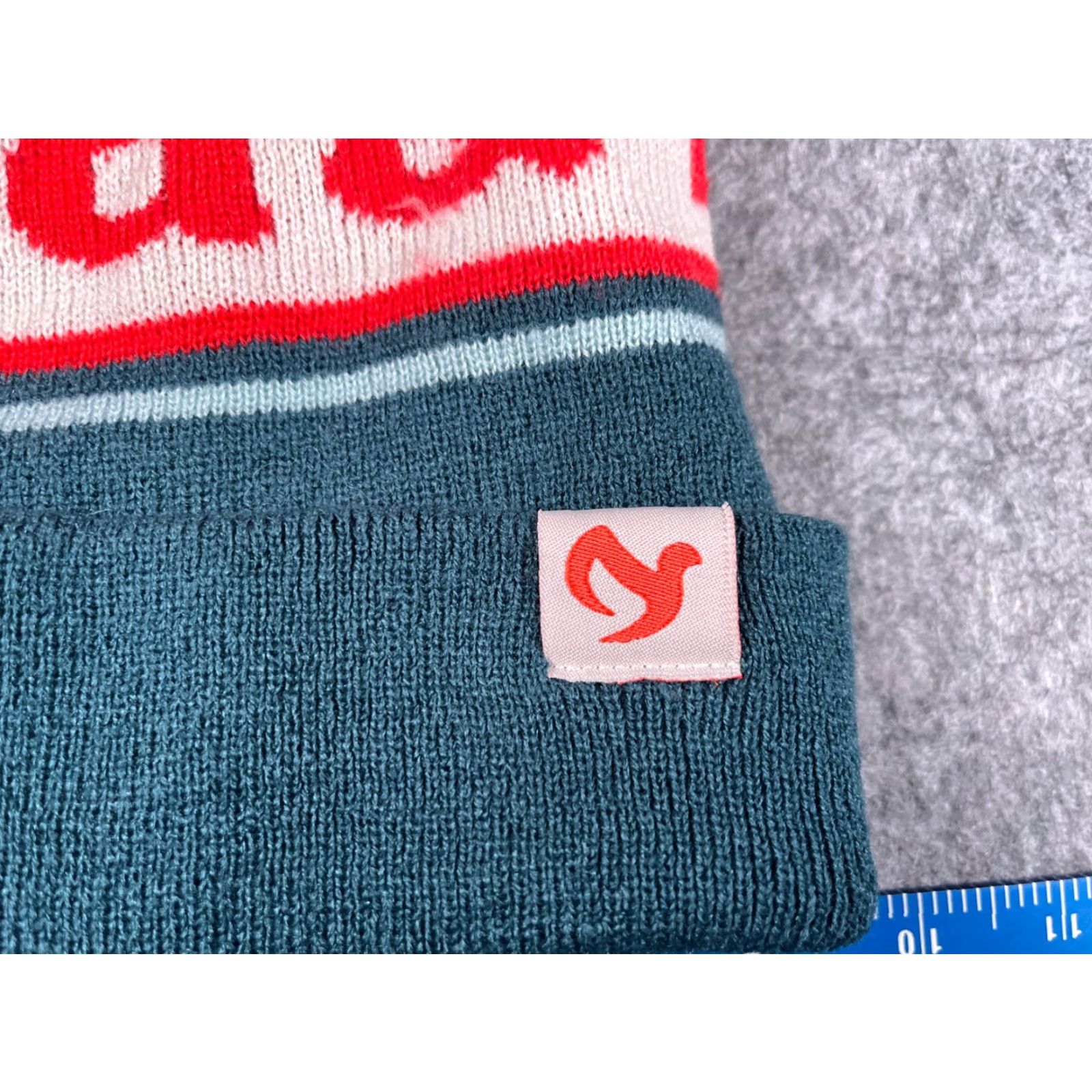 Vintage Bud & Mary's Beanie Toque Adult One Size Blue Red Stripe Knit 100% Acrylic Pom Size ONE SIZE - 2 Thumbnail