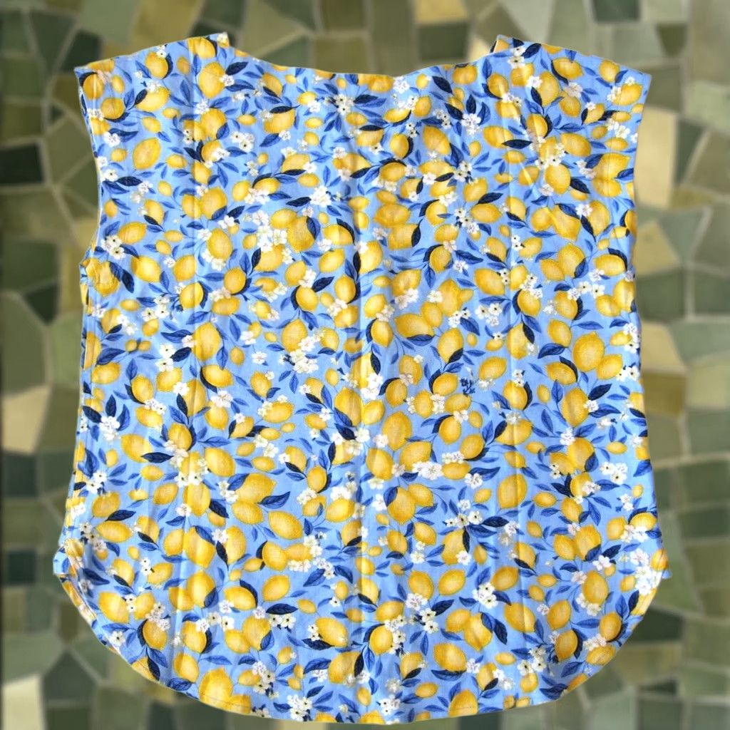 Ann Taylor NWT Ann Taylor Blouse Tunic Women XS Blue Yellow Linen Rayon Boxy Short Sleeve High Neck Shirt Womens XS Size XS / US 0-2 / IT 36-38 - 1 Thumbnail