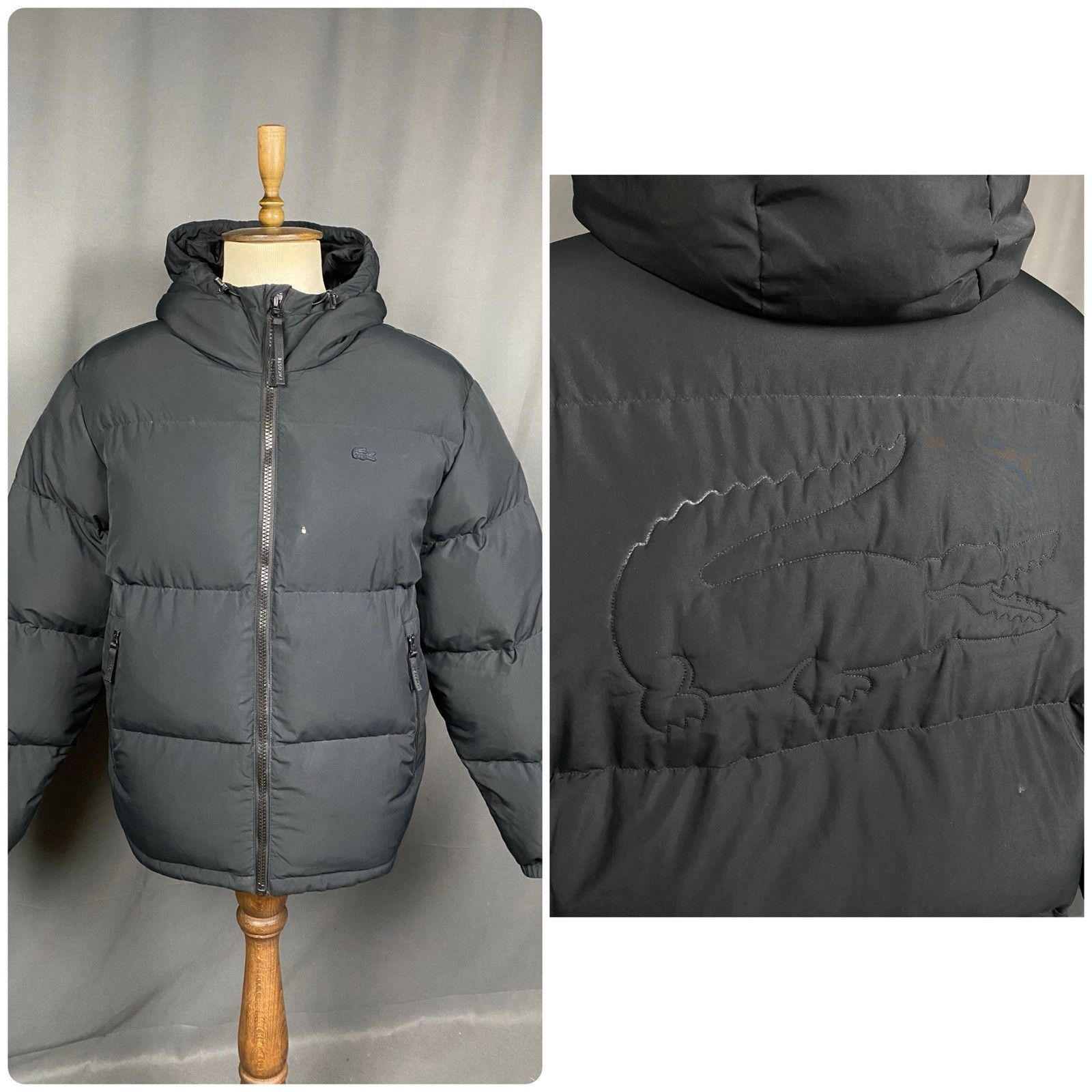 Lacoste Lacoste Big Logo Men's Black Down Insulated Puffer Jacket Si Size US XL / EU 56 / 4 - 2 Thumbnail