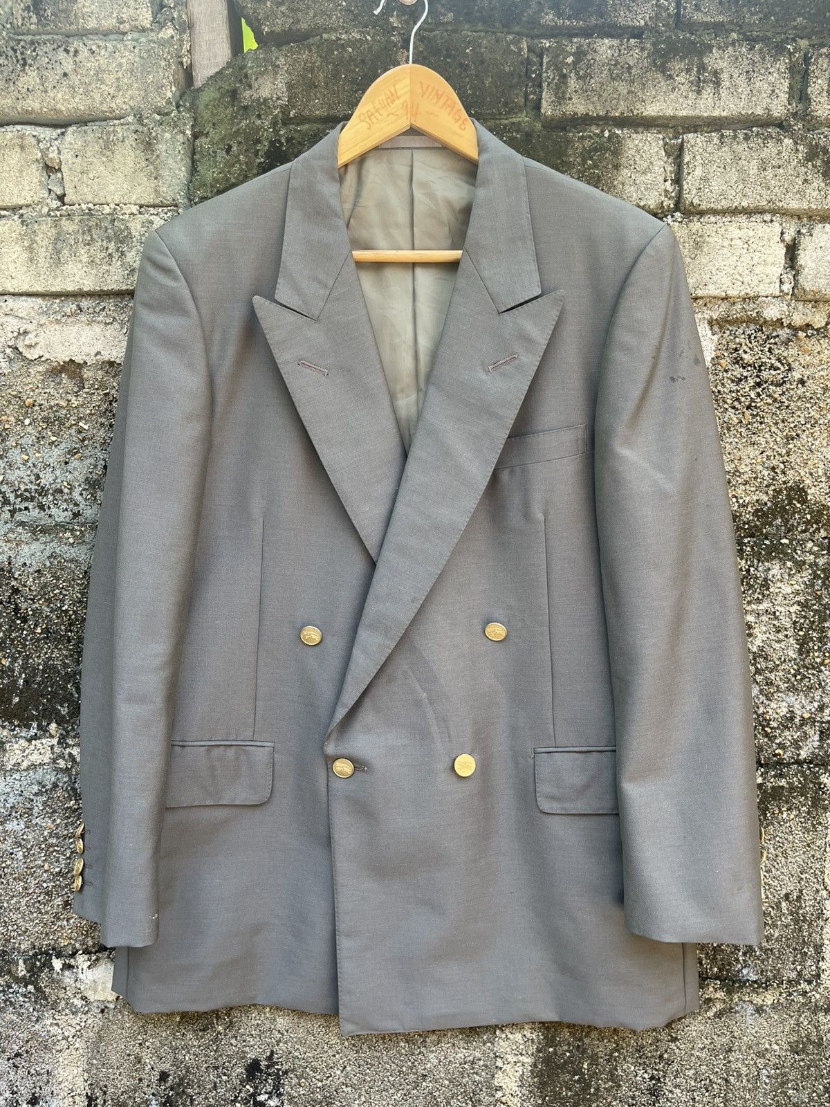 Burberry Vintage Burberry Gold Button Double-Breasted Blazer Jacket Size US M / EU 48-50 / 2 - 1 Thumbnail