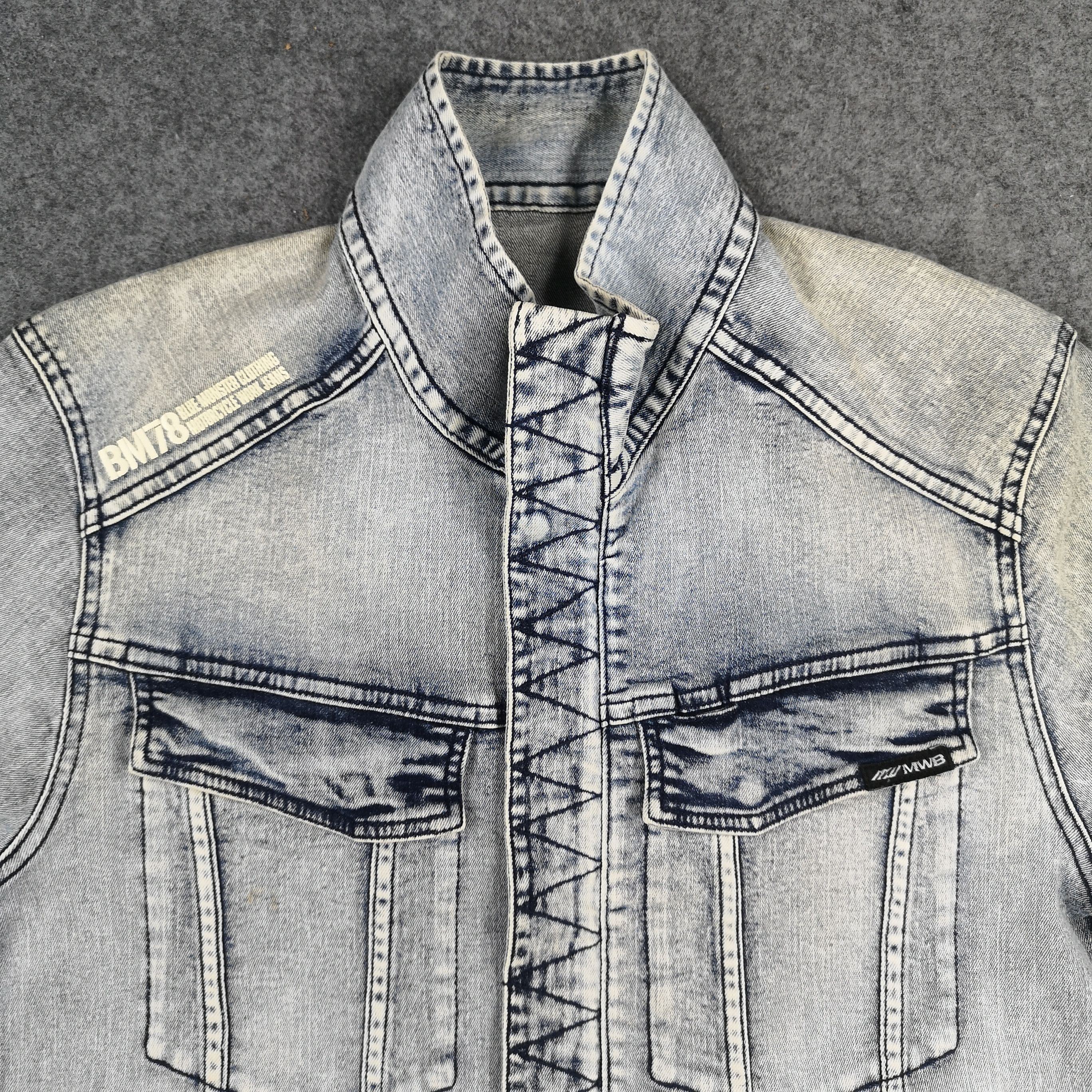 Japanese Brand Japanese Brand Blue Monster Faded Blue Denim Trucker Jacket Size US M / EU 48-50 / 2 - 4 Thumbnail