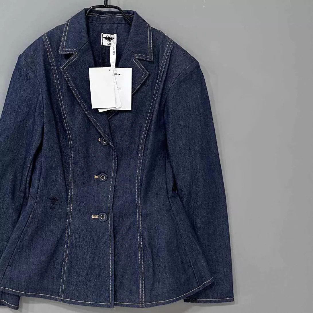 Dior Dior bee embroidery tailored denim jackets Size S / US 4 / IT 40 - 1 Thumbnail