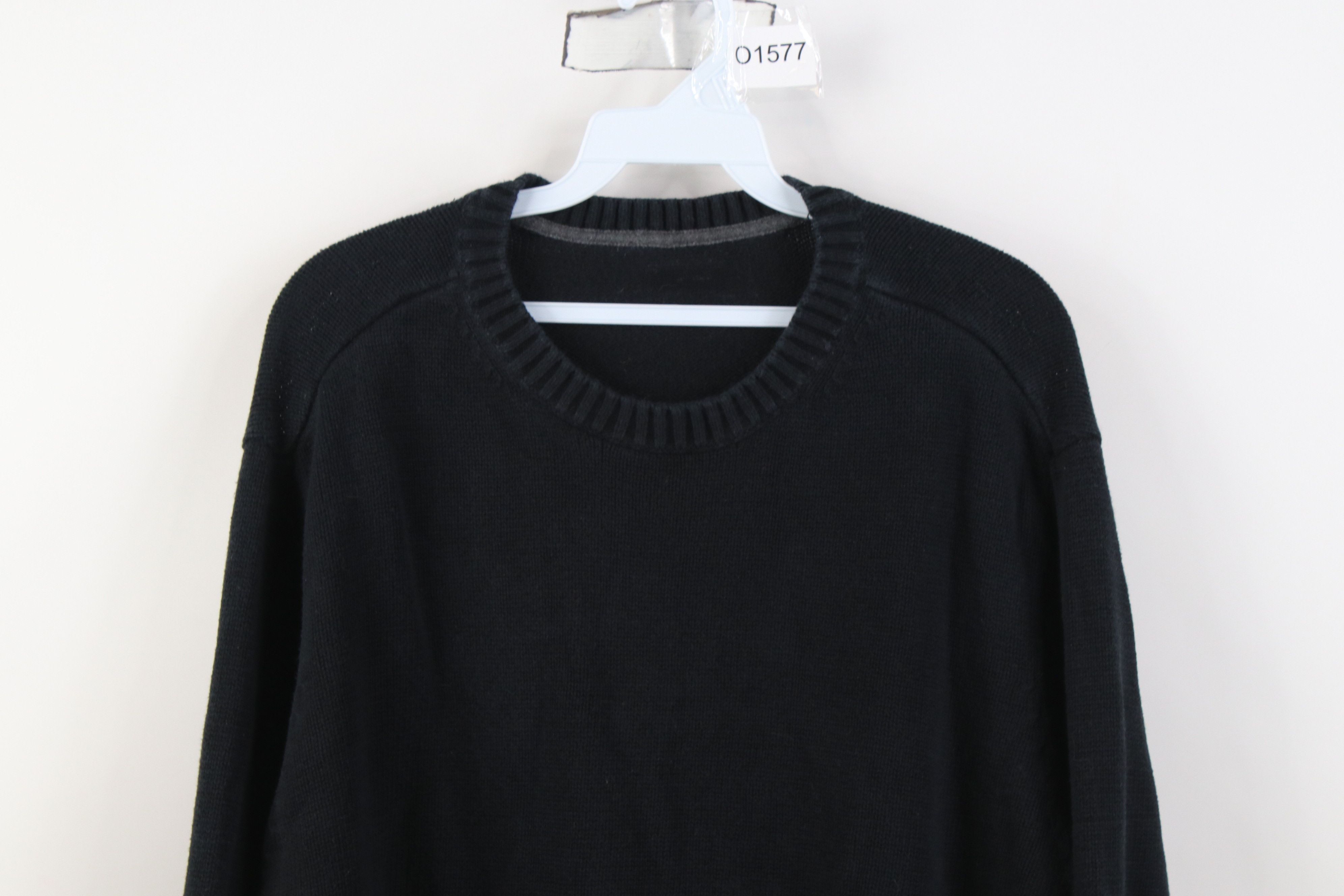 Vintage Vintage 90s Streetwear Blank Knit Crewneck Sweater Black Size US L / EU 52-54 / 3 - 2 Thumbnail