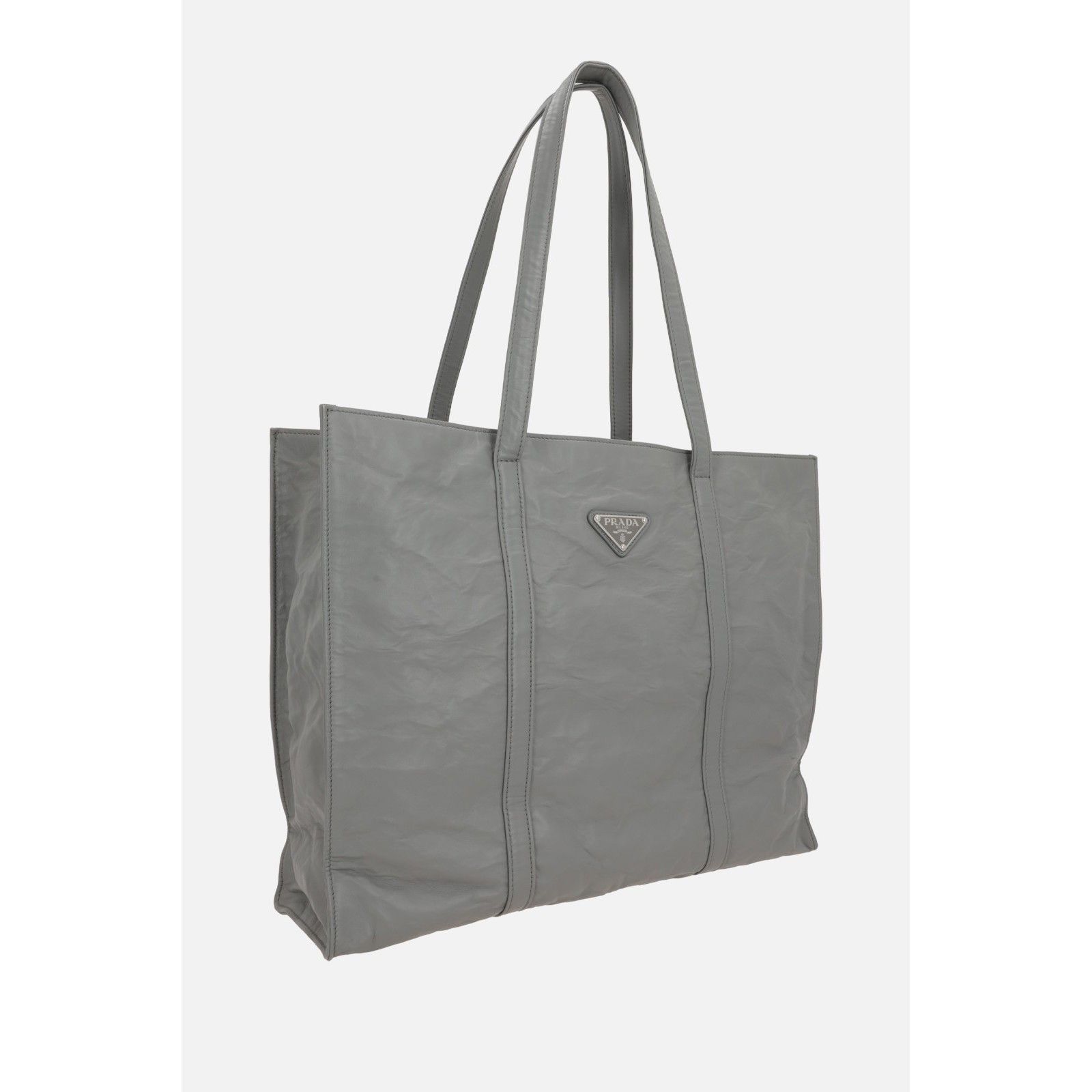 Prada PRADA Gray Nappa Leather Tote Bag New & Authentic Size ONE SIZE - 2 Thumbnail