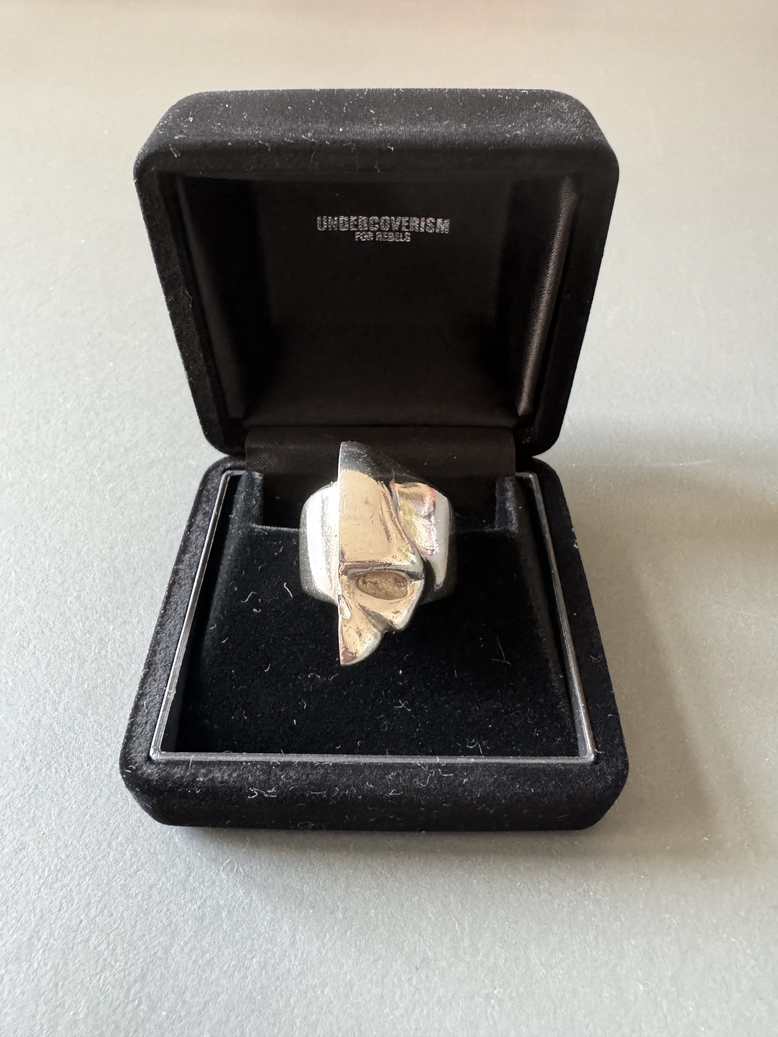 image of Undercover Silver Half Skull Ring Size 10,5, Men's