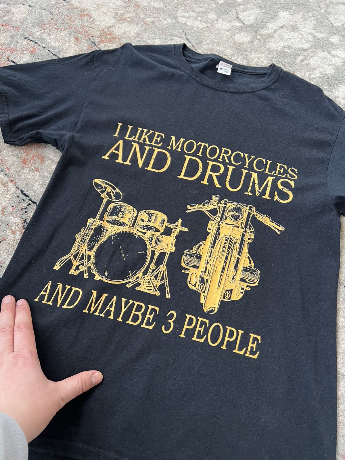 Fruit Of The Loom I Like Motorcycles And Drums And Maybe 3 People Tee Size US M / EU 48-50 / 2 - 2 Thumbnail